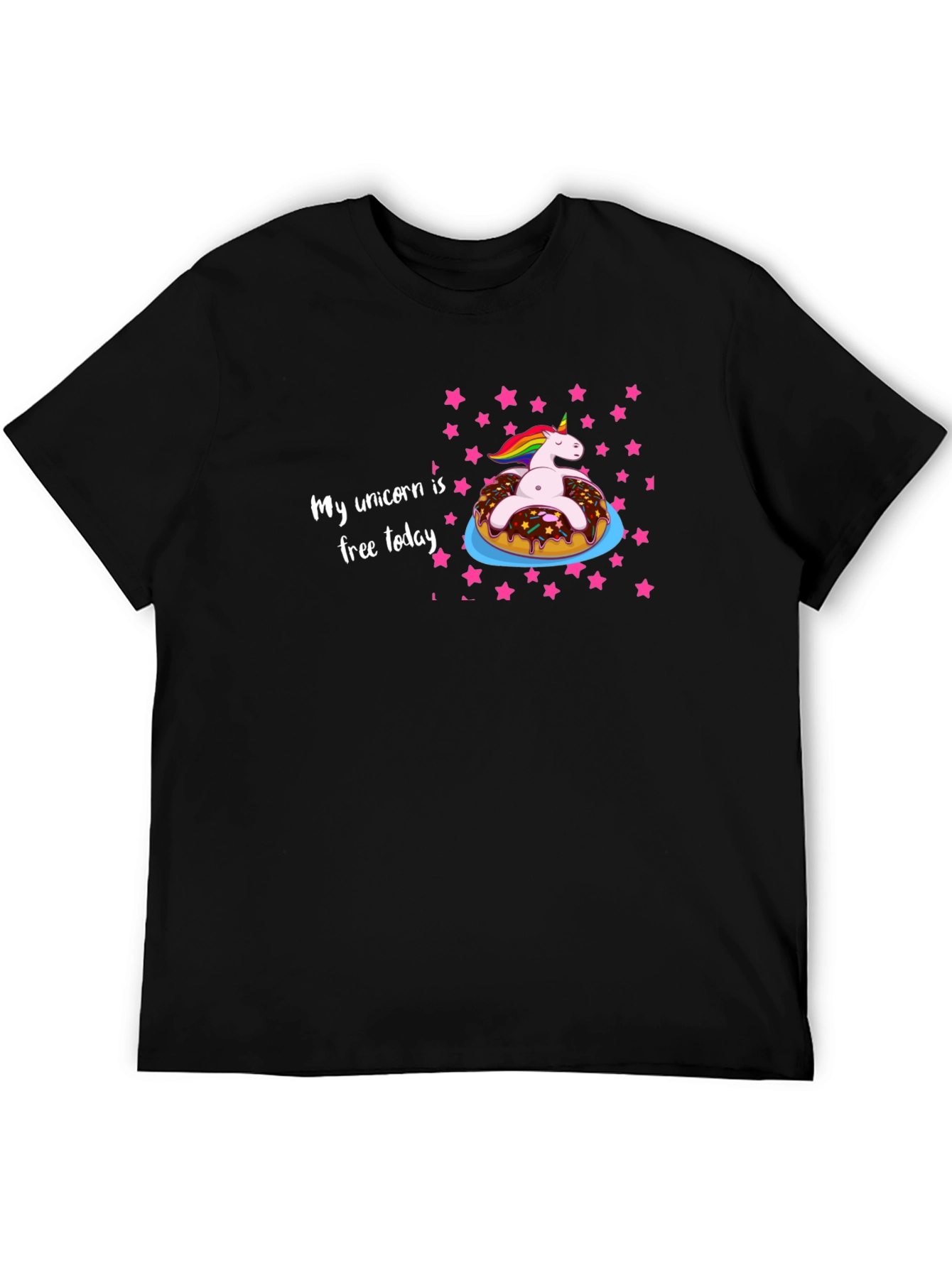 Black Unicorn Donut T-Shirt - My Unicorn is Free Today view 5