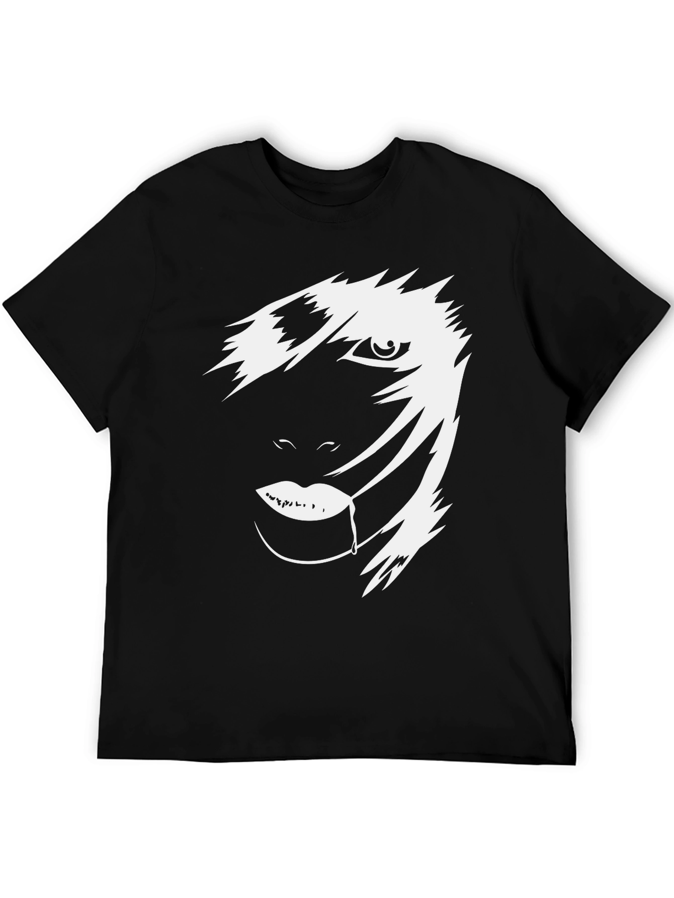 Black Abstract Face Graphic Tee - Men's Black T-Shirt view 5