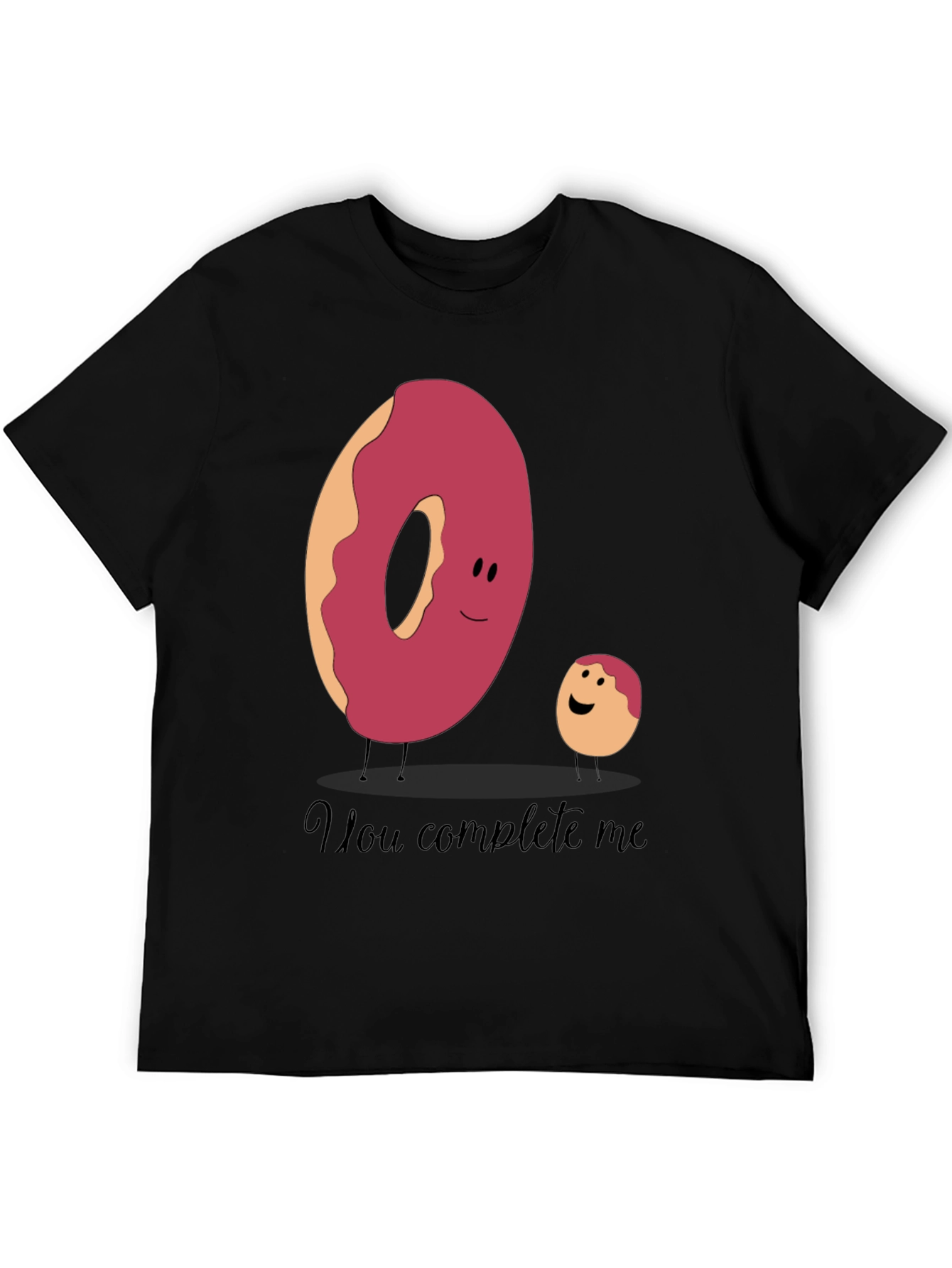 Black You Complete Me Donut Tee - Funny Foodie T-Shirt view 5