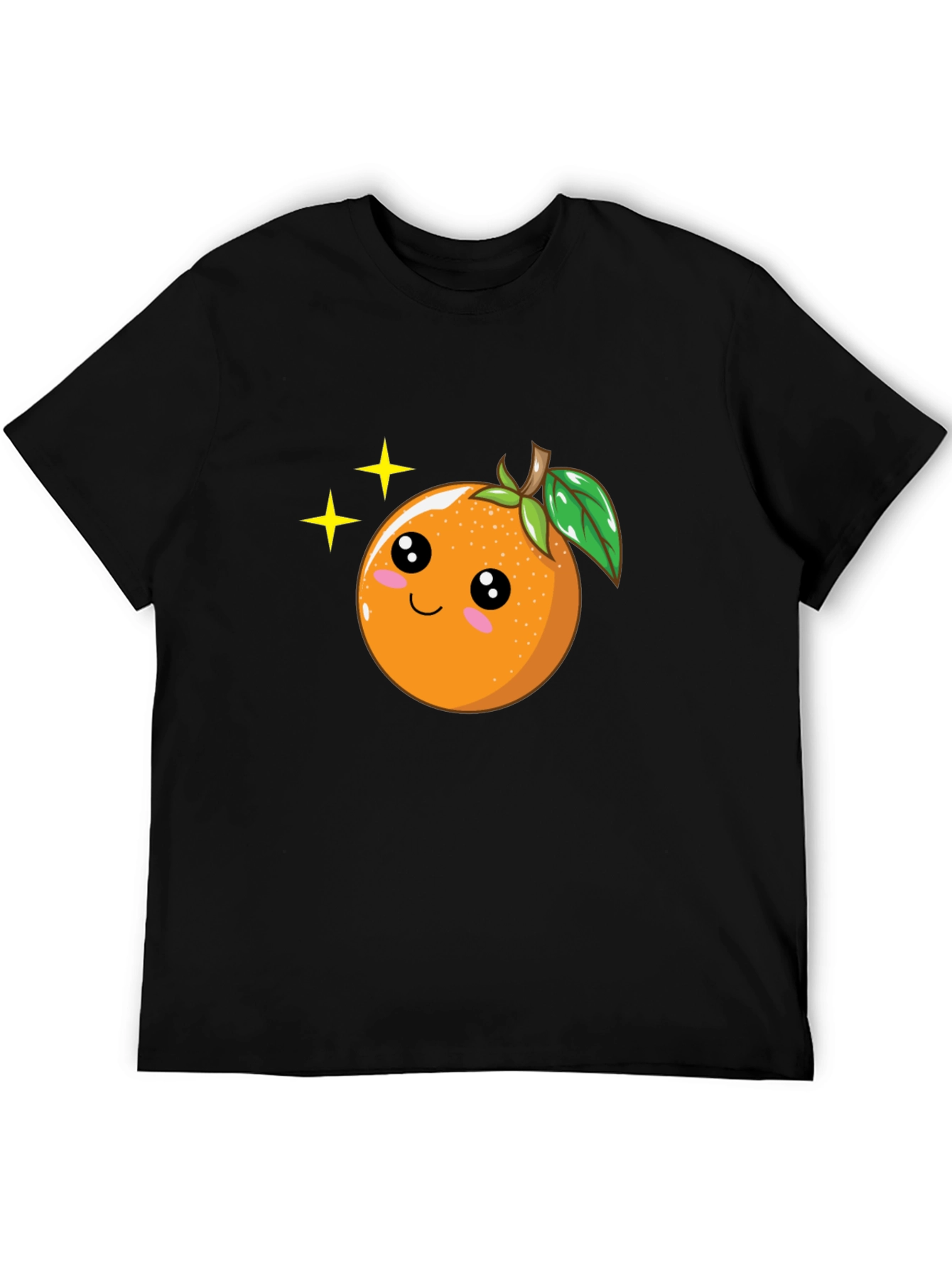 Black Cute Orange Cartoon Graphic Black T-Shirt view 5
