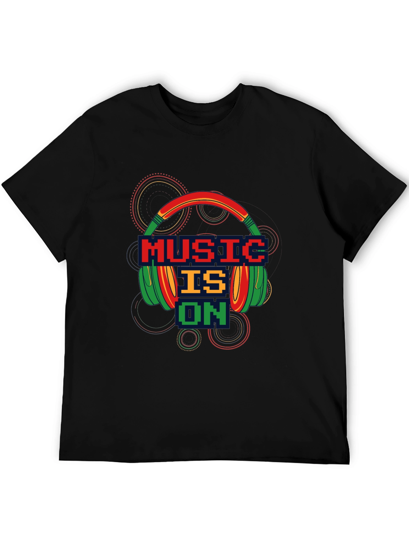 Black Music is On T-Shirt - Pixel Headphones Design view 5