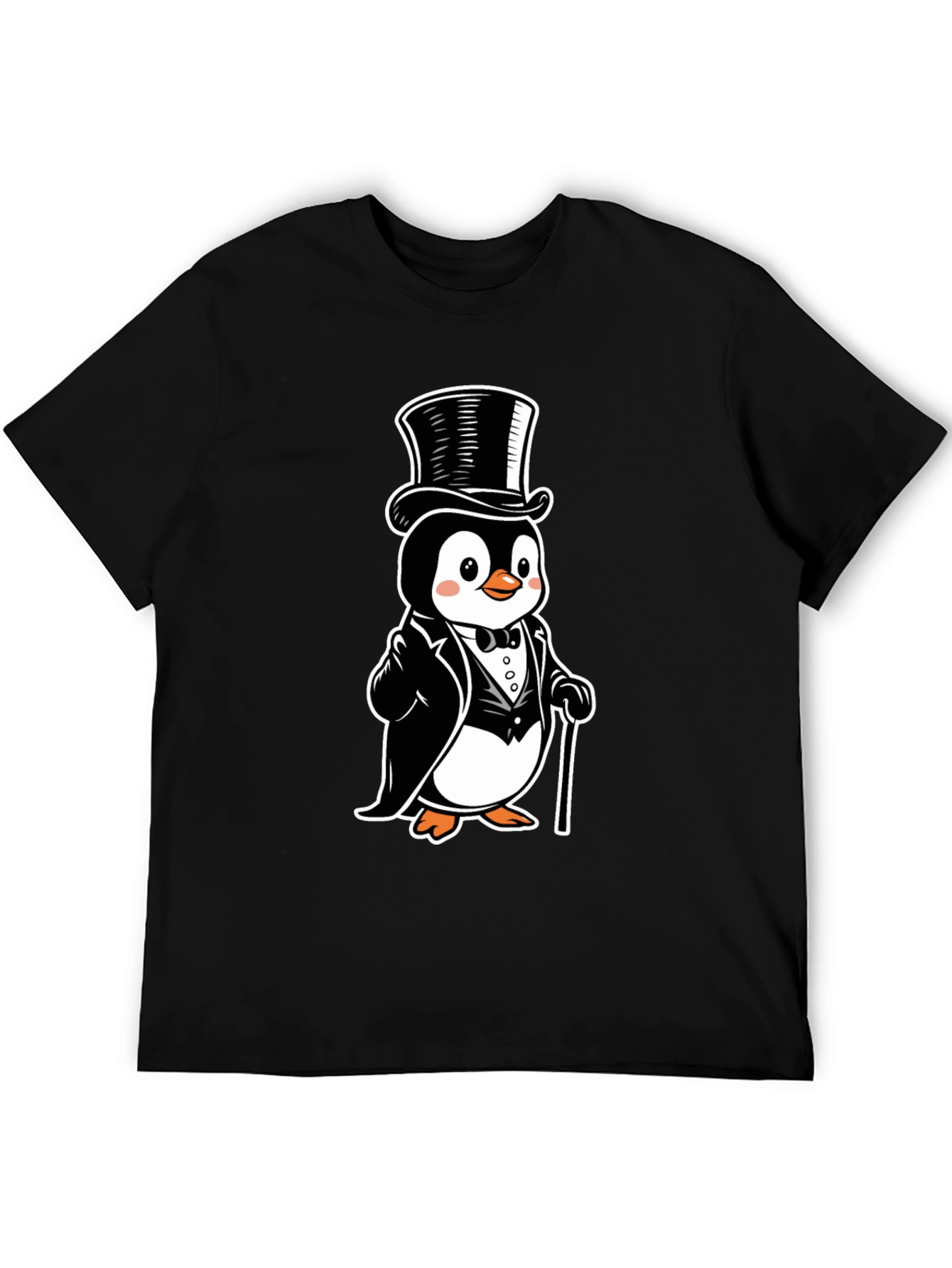 Black Penguin Tuxedo T-Shirt - Cartoon Style view 5