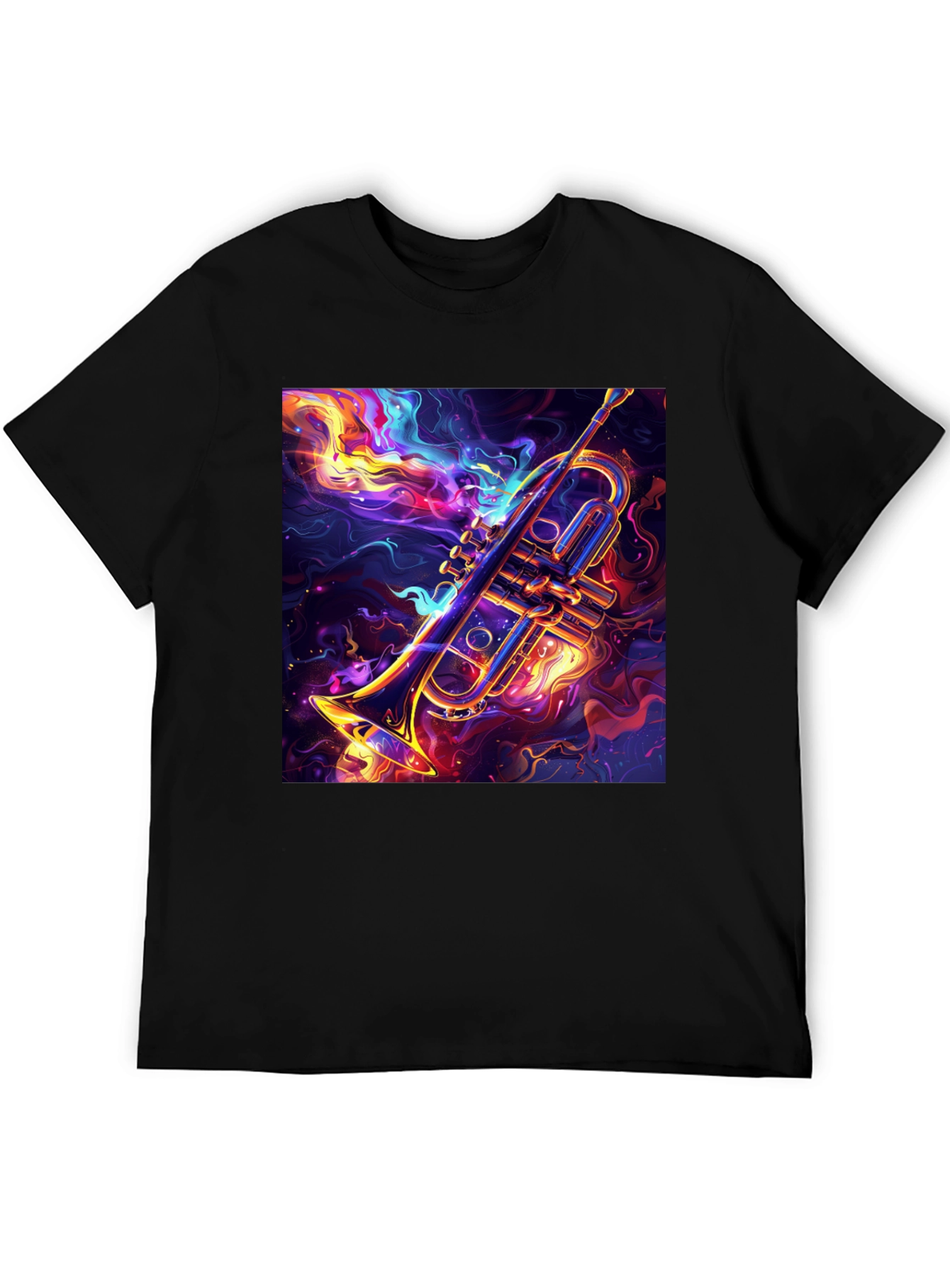 Black Trumpet Graphic Black T-Shirt: Artistic Music Lover Tee view 5