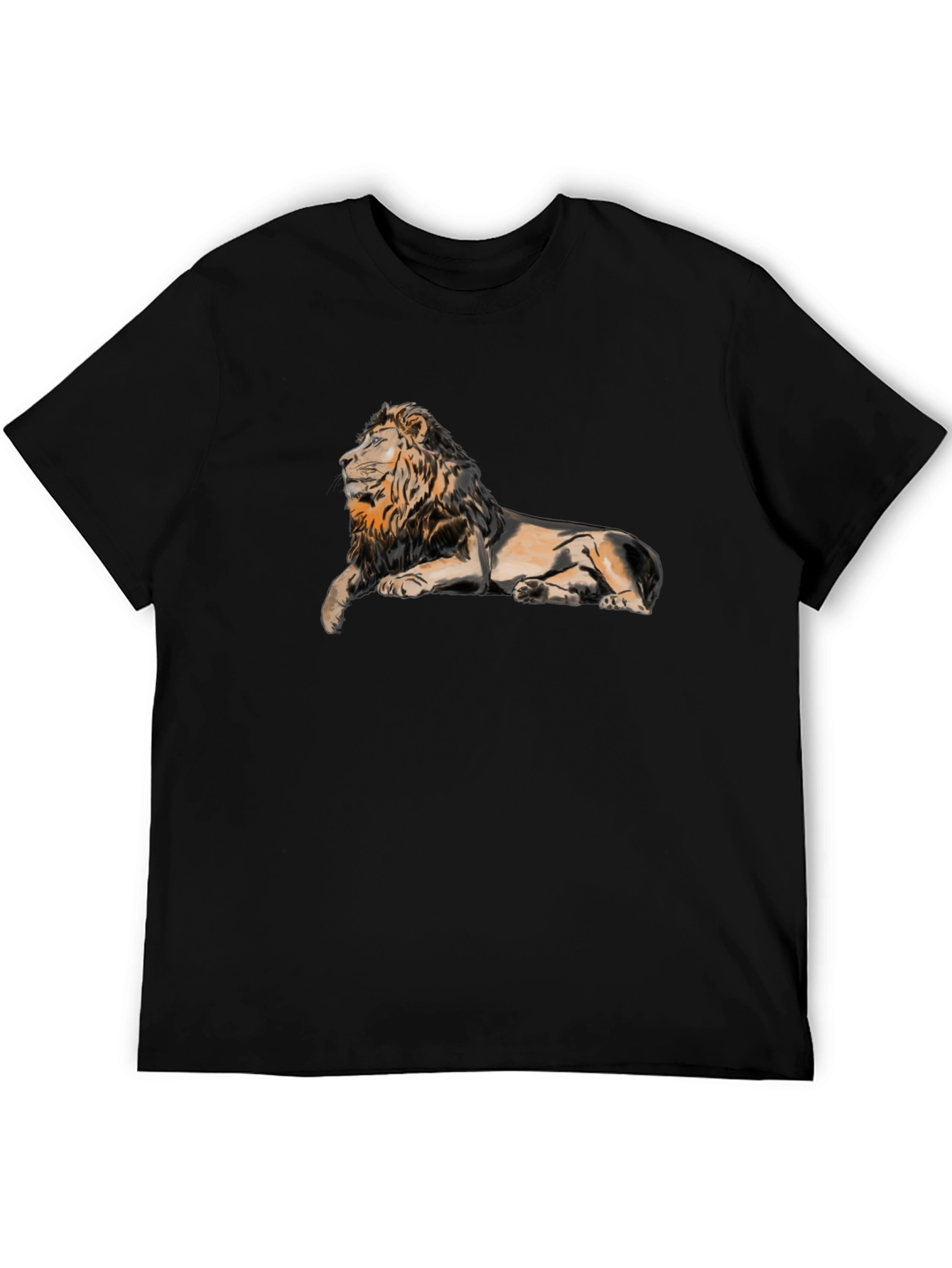 Black Lion Graphic Print T-Shirt - Black view 5