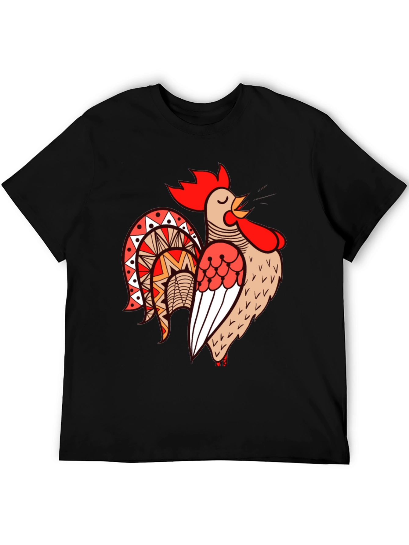 Black Rooster Graphic Tee - Black Cotton T-Shirt view 5