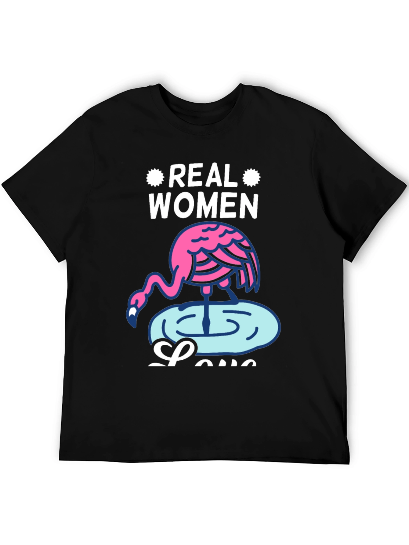 Black Real Women Love Flamingos Graphic T-Shirt view 5