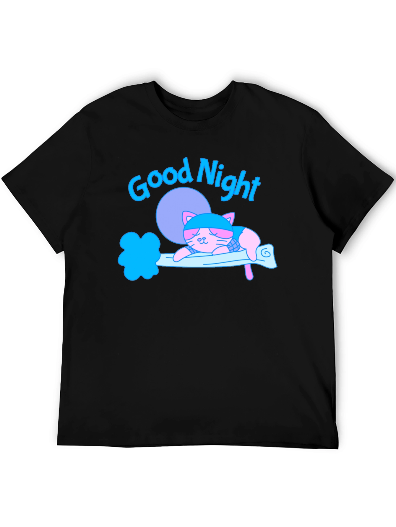 Black Good Night Cat T-Shirt view 5