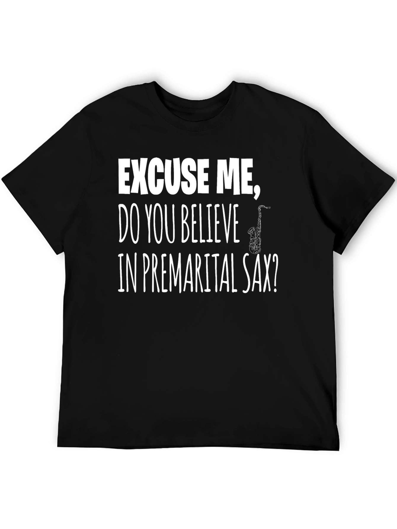 Black Funny Saxophone T-Shirt - Premarital Sax? view 5