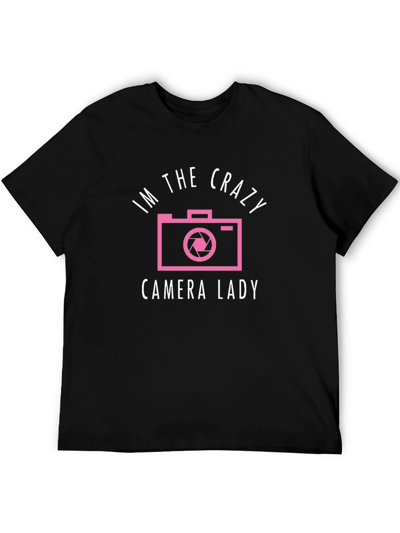 Black Crazy Camera Lady Graphic Tee - Photography Lover Shirt view 5
