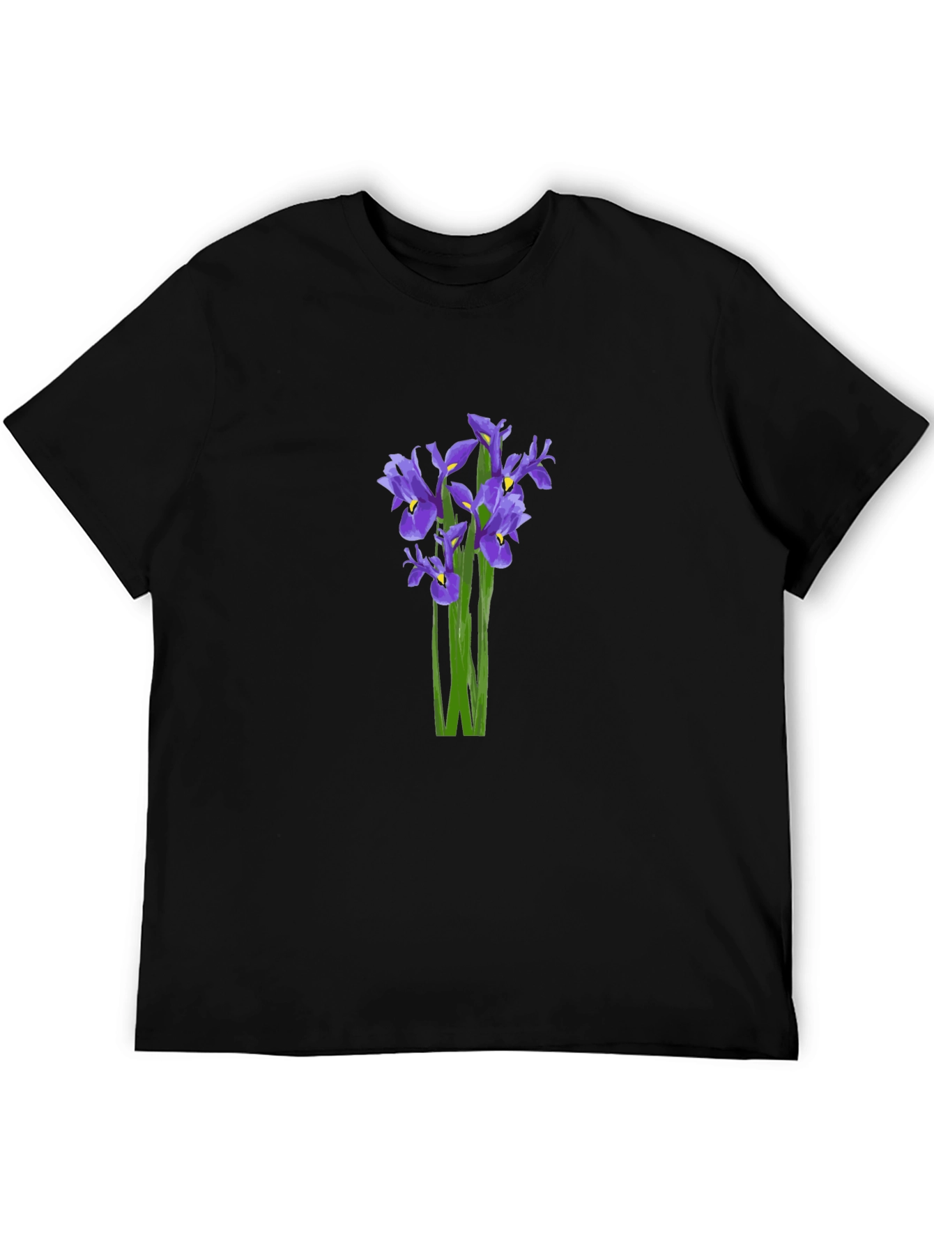 Black Floral Iris Graphic T-Shirt - Black view 5