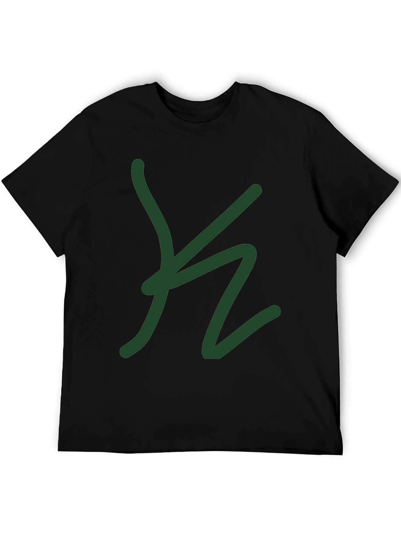Black Black Graphic Tee - Abstract Green Design view 5