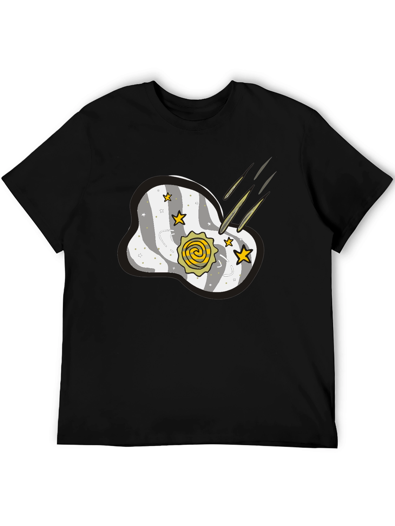 Black Cosmic Meteor Shower Graphic T-Shirt view 5