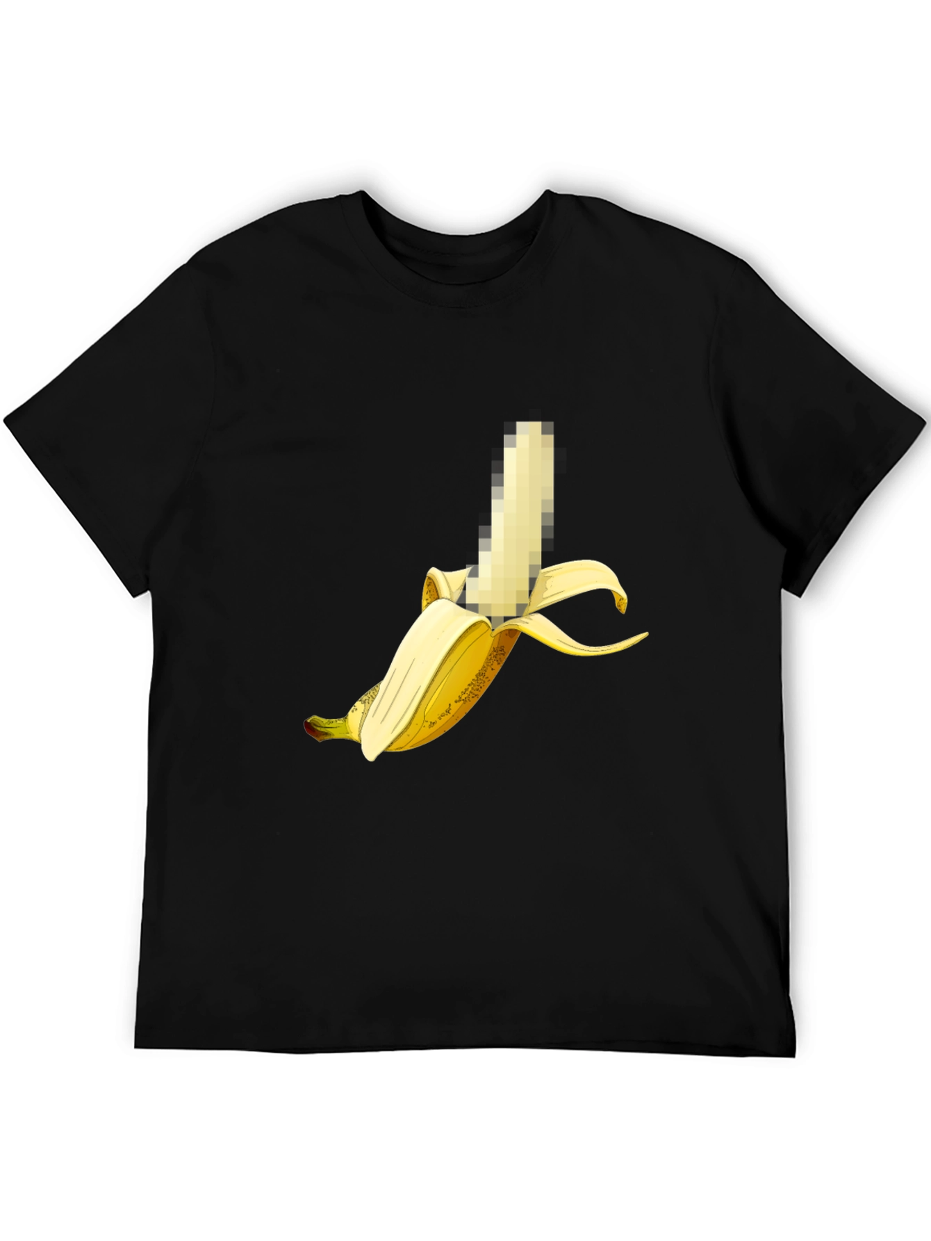 Black Censored Banana Graphic Tee - Unisex Black T-Shirt view 5