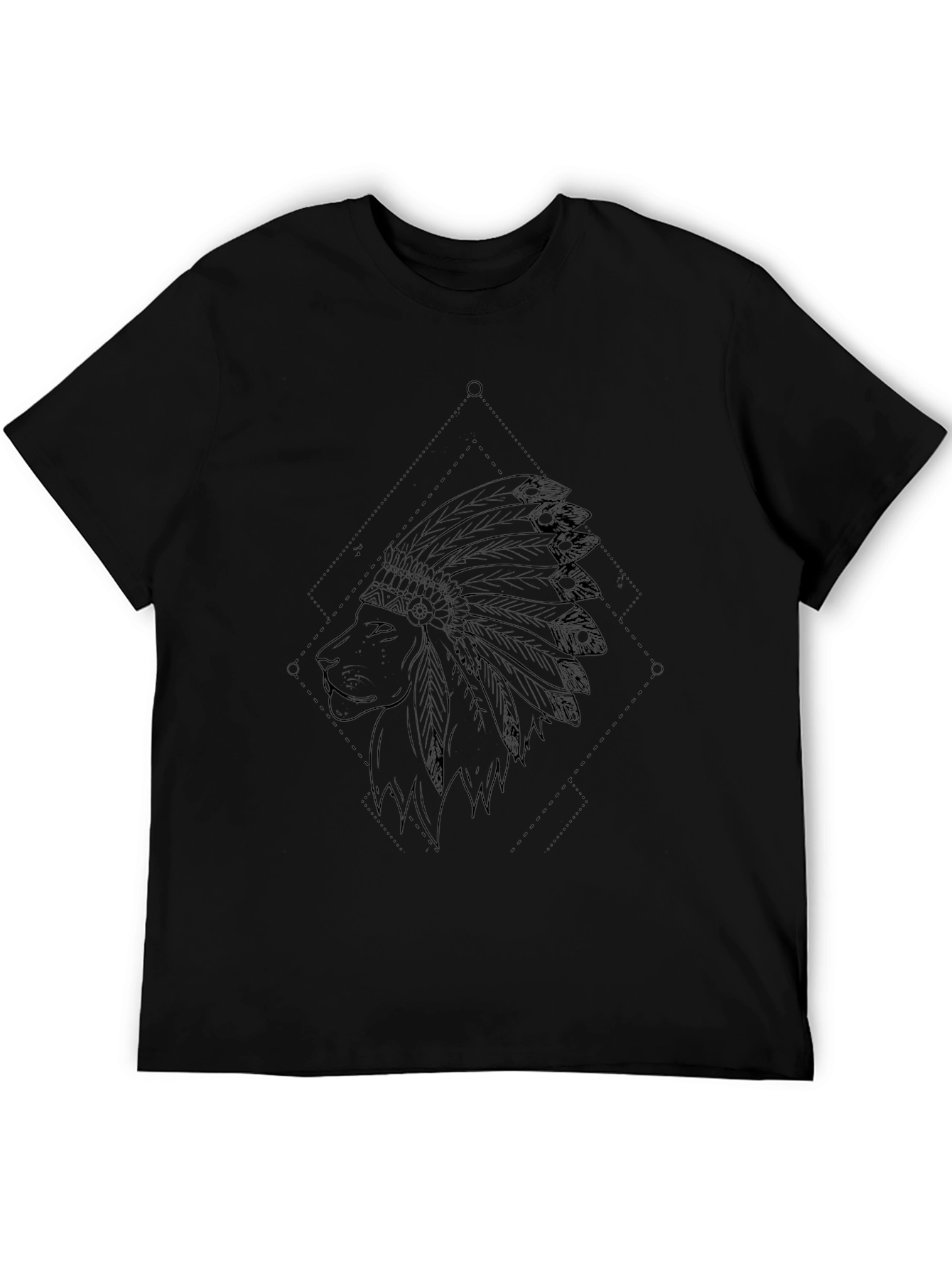Black Lion Headdress Graphic Black T-Shirt view 5
