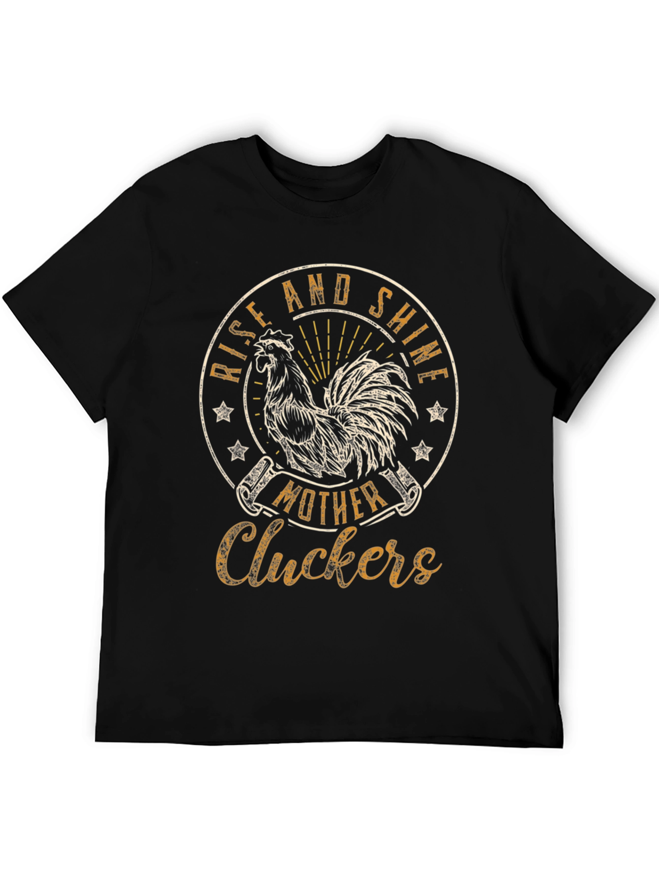 Black Rise and Shine T-Shirt - Mother Cluckers Rooster Tee view 5