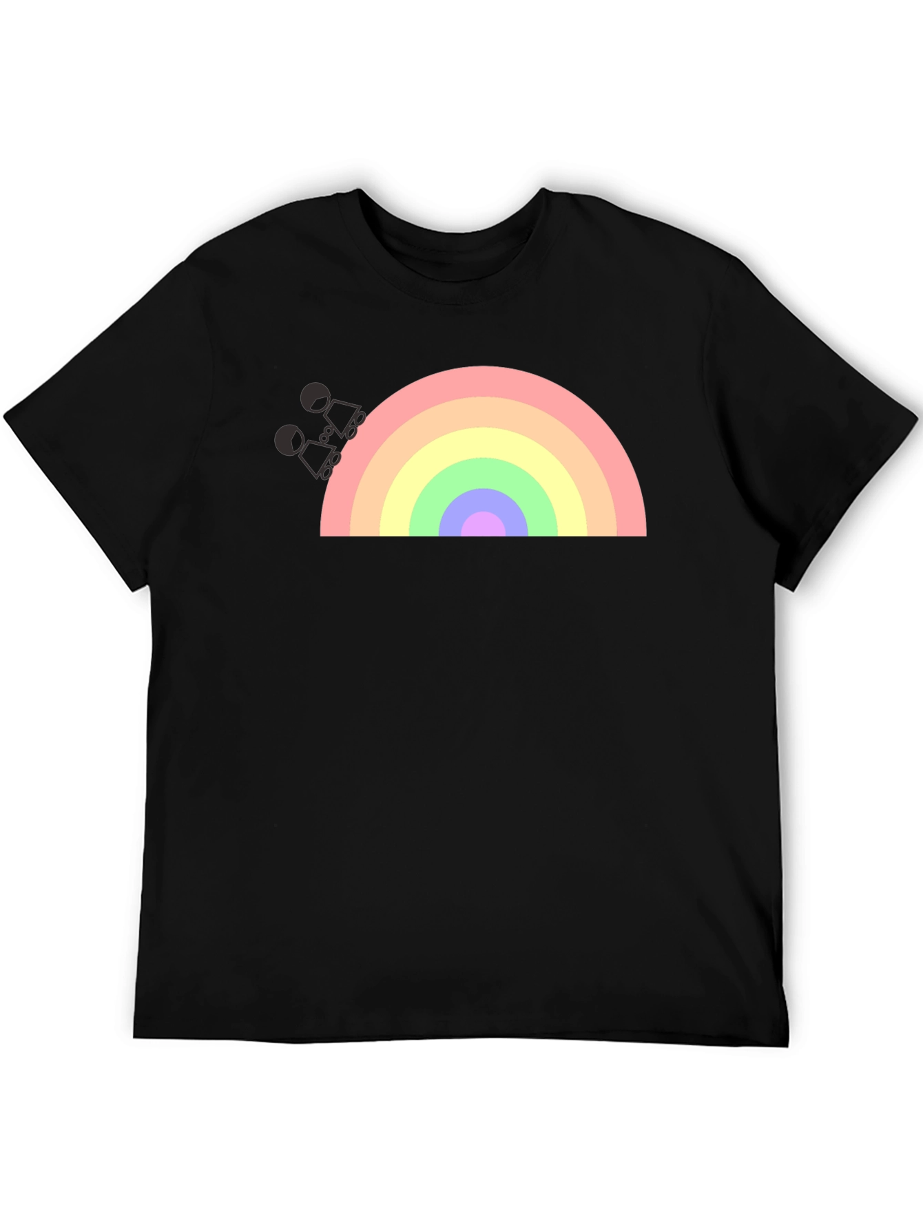 Black Rainbow Graphic T-Shirt - Black Cotton Blend view 5