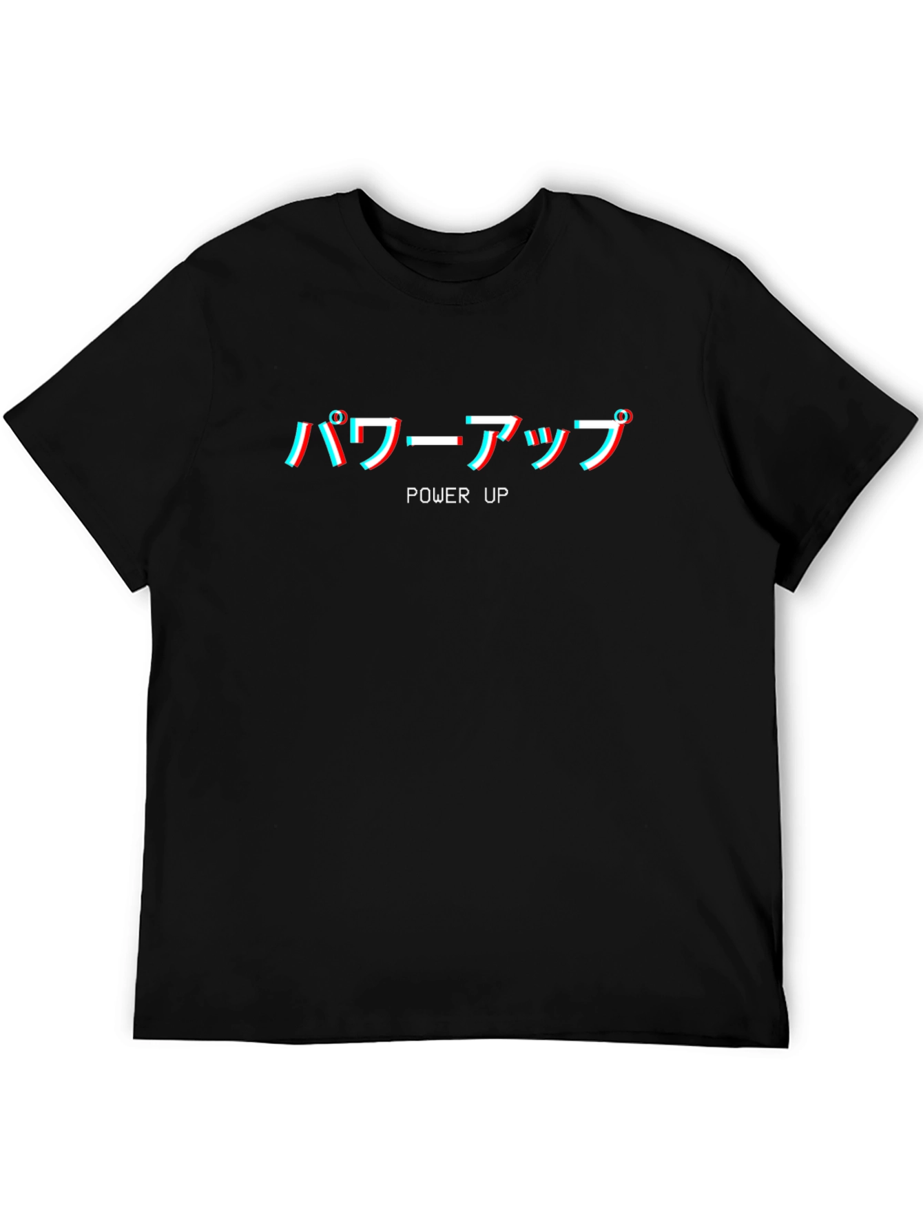 Black Power Up Black T-Shirt Japanese Text Graphic Tee view 5