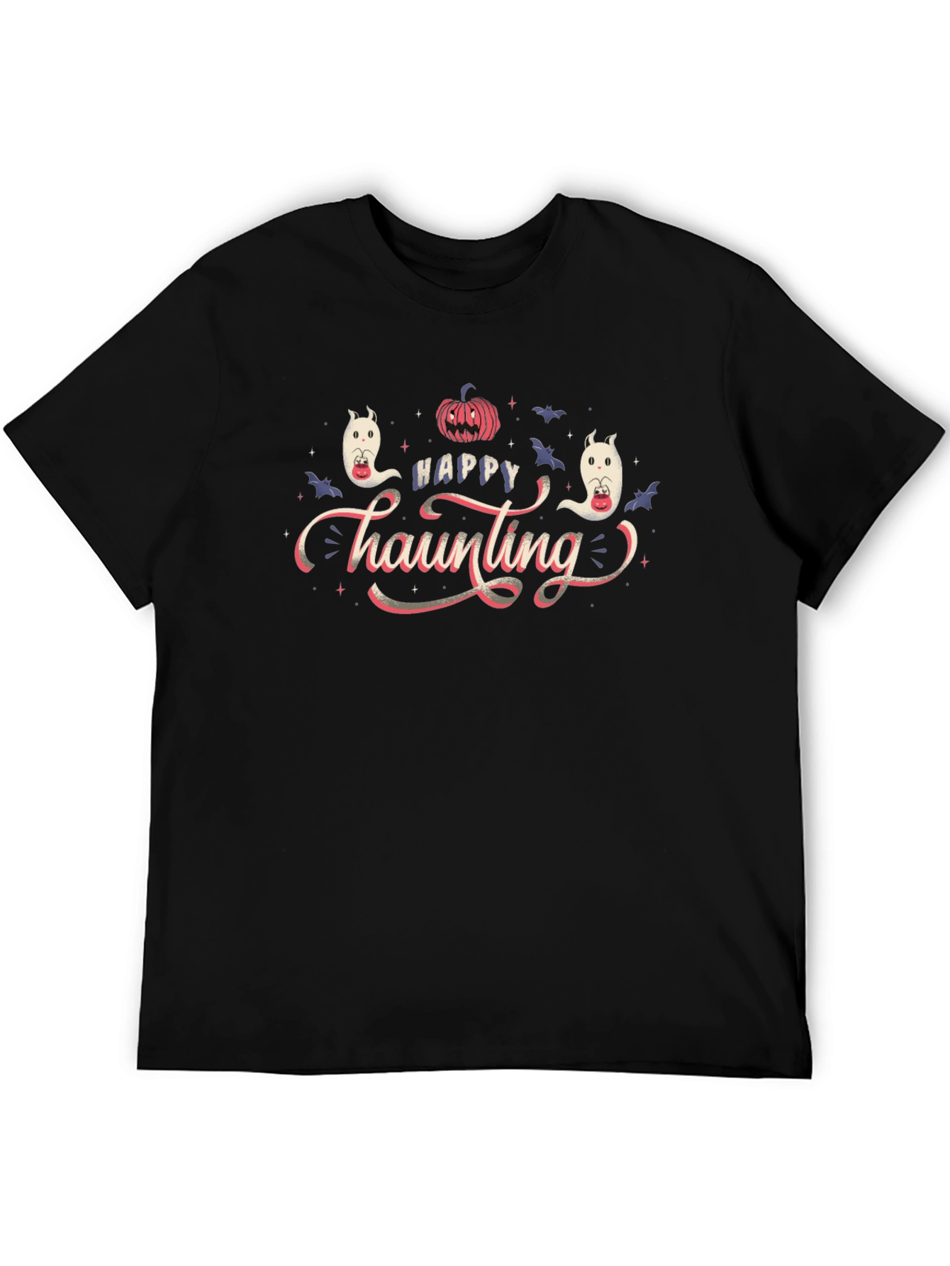 Black Happy Haunting Halloween T-Shirt view 5