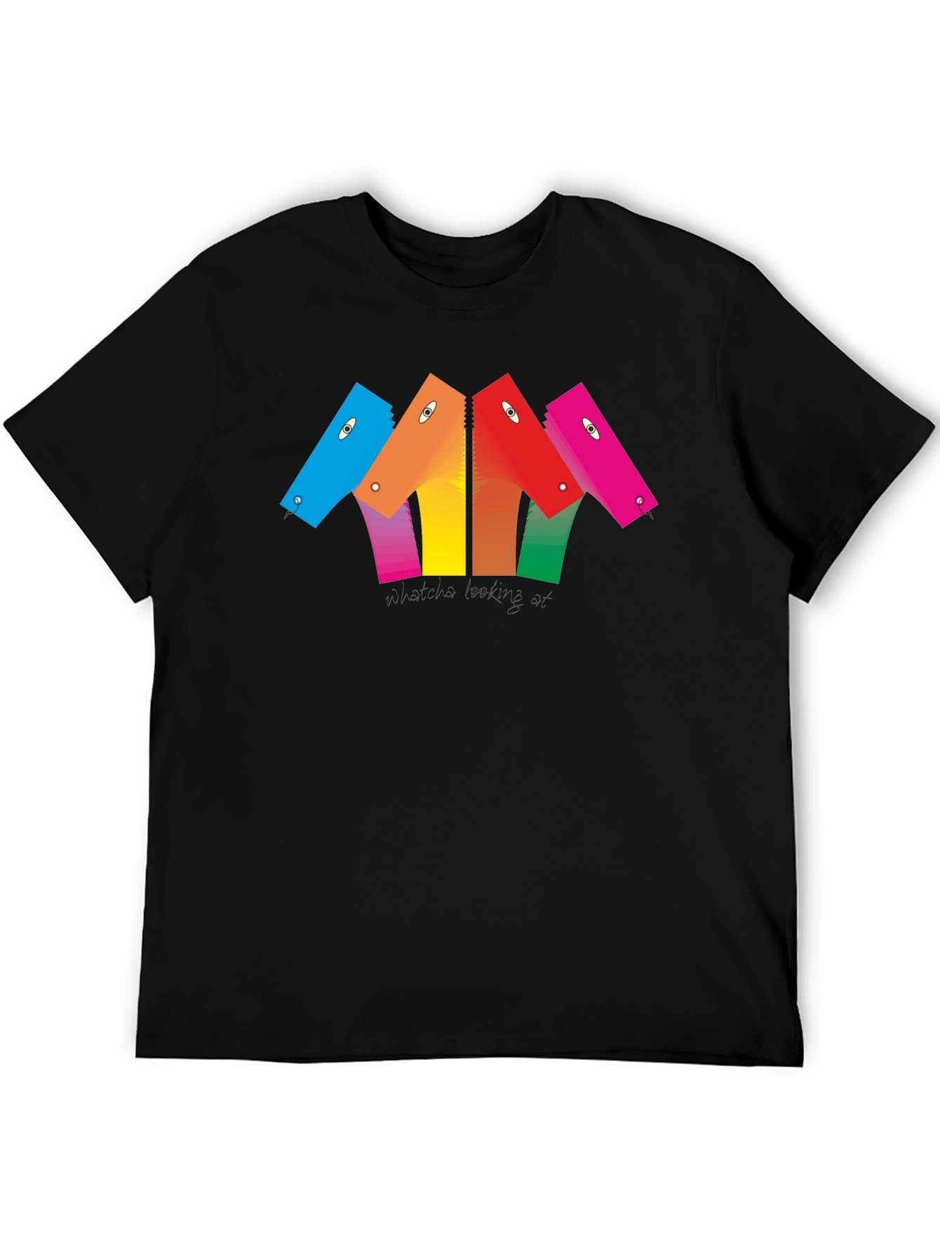Black Abstract Colorful Heads Graphic T-Shirt - Unisex Black Tee view 5