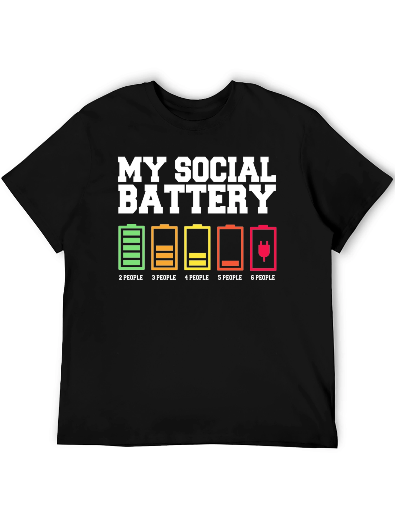 Black My Social Battery T-Shirt - Introvert Humor Tee view 5