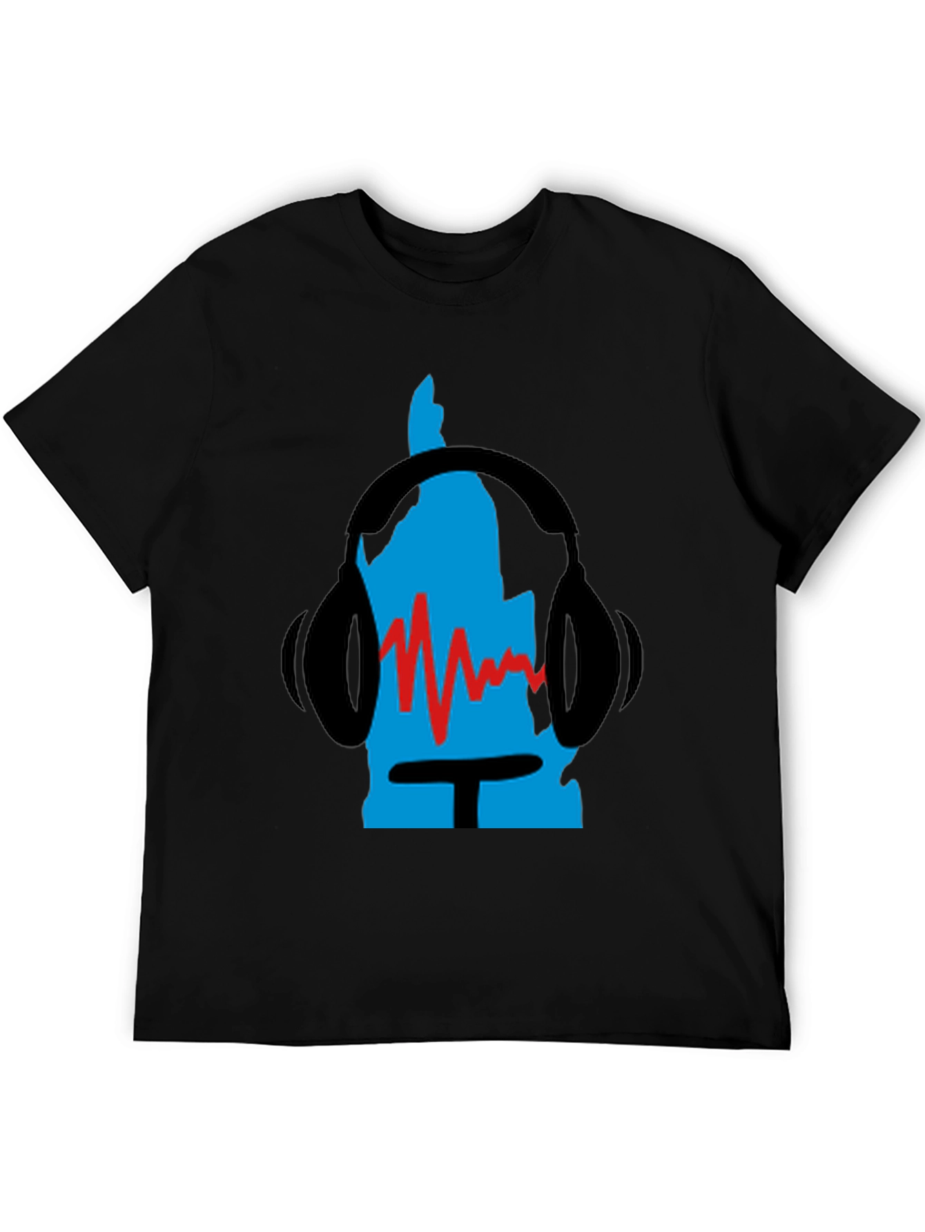 Black Retro Music Headphone Graphic Tee - Black view 5