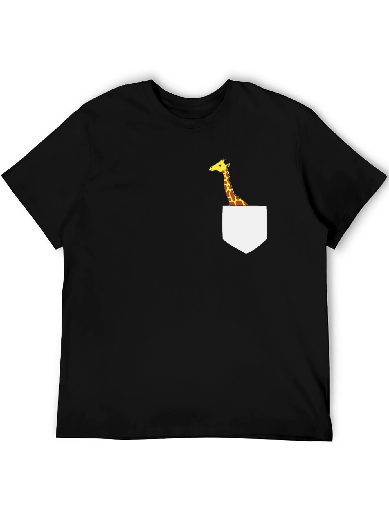 Black Giraffe Pocket T-Shirt - Novelty Animal Tee view 5