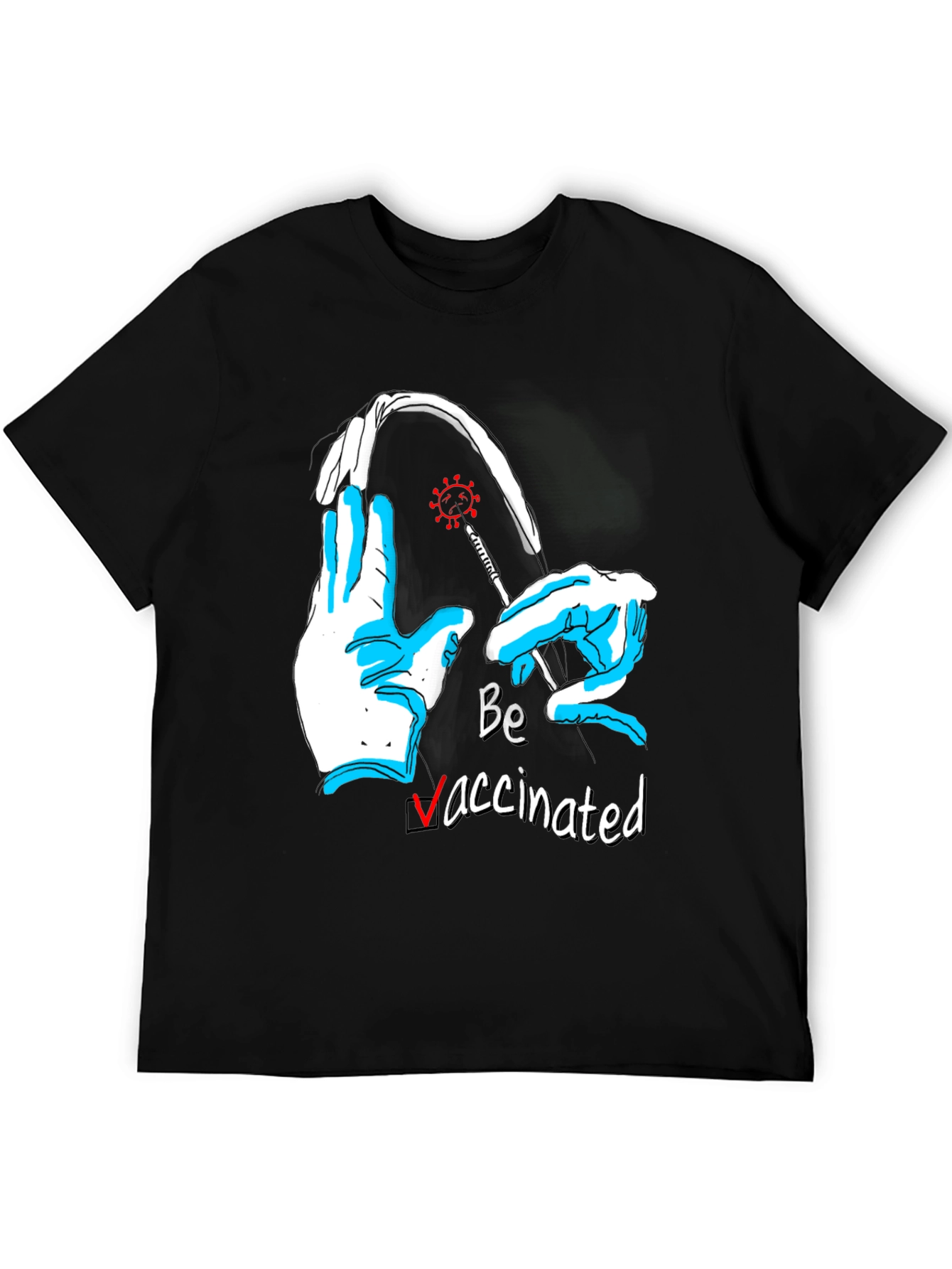 Black Be Vaccinated Graphic Tee - Black view 5