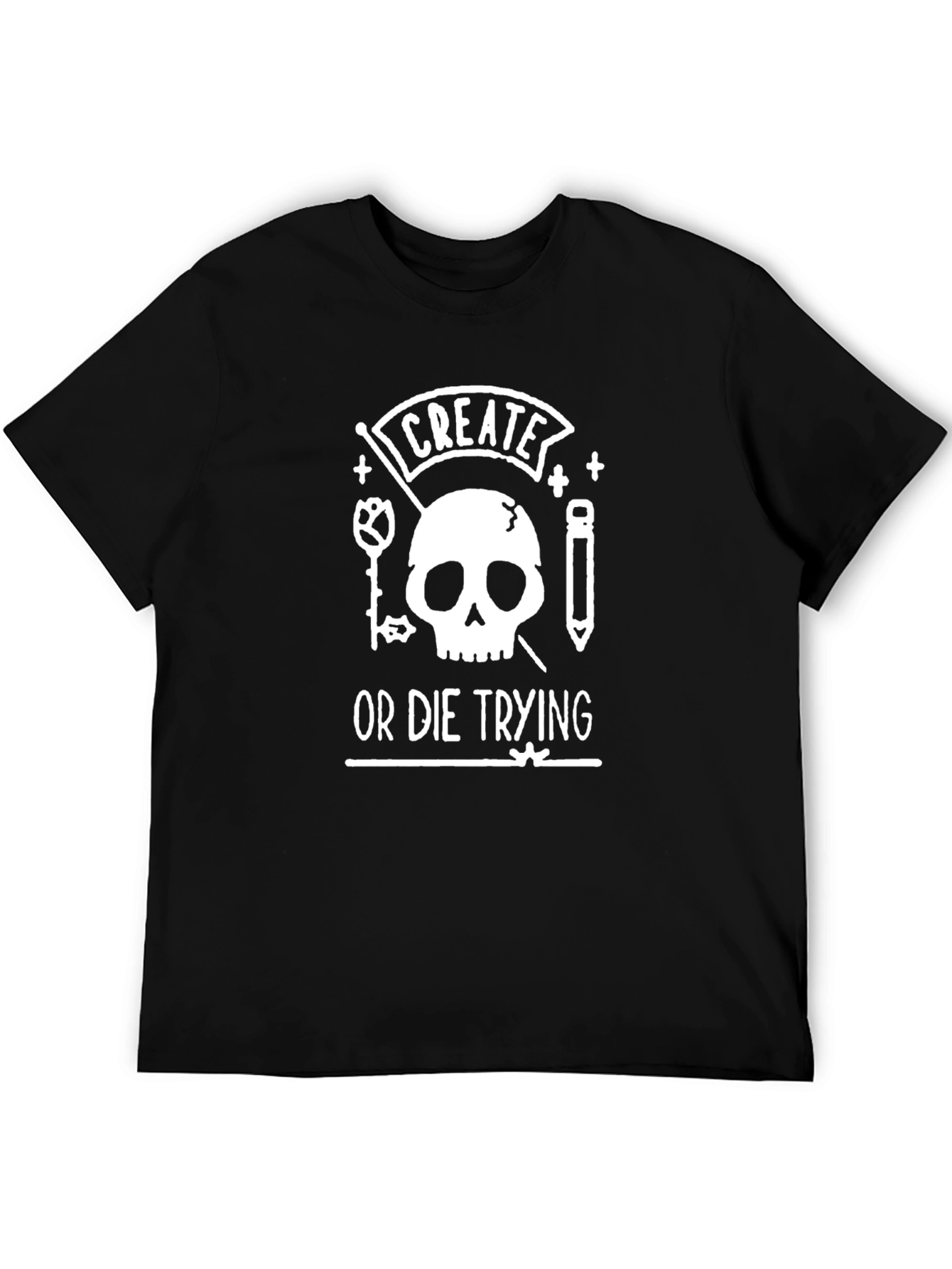 Black Create or Die Trying Graphic T-Shirt view 5