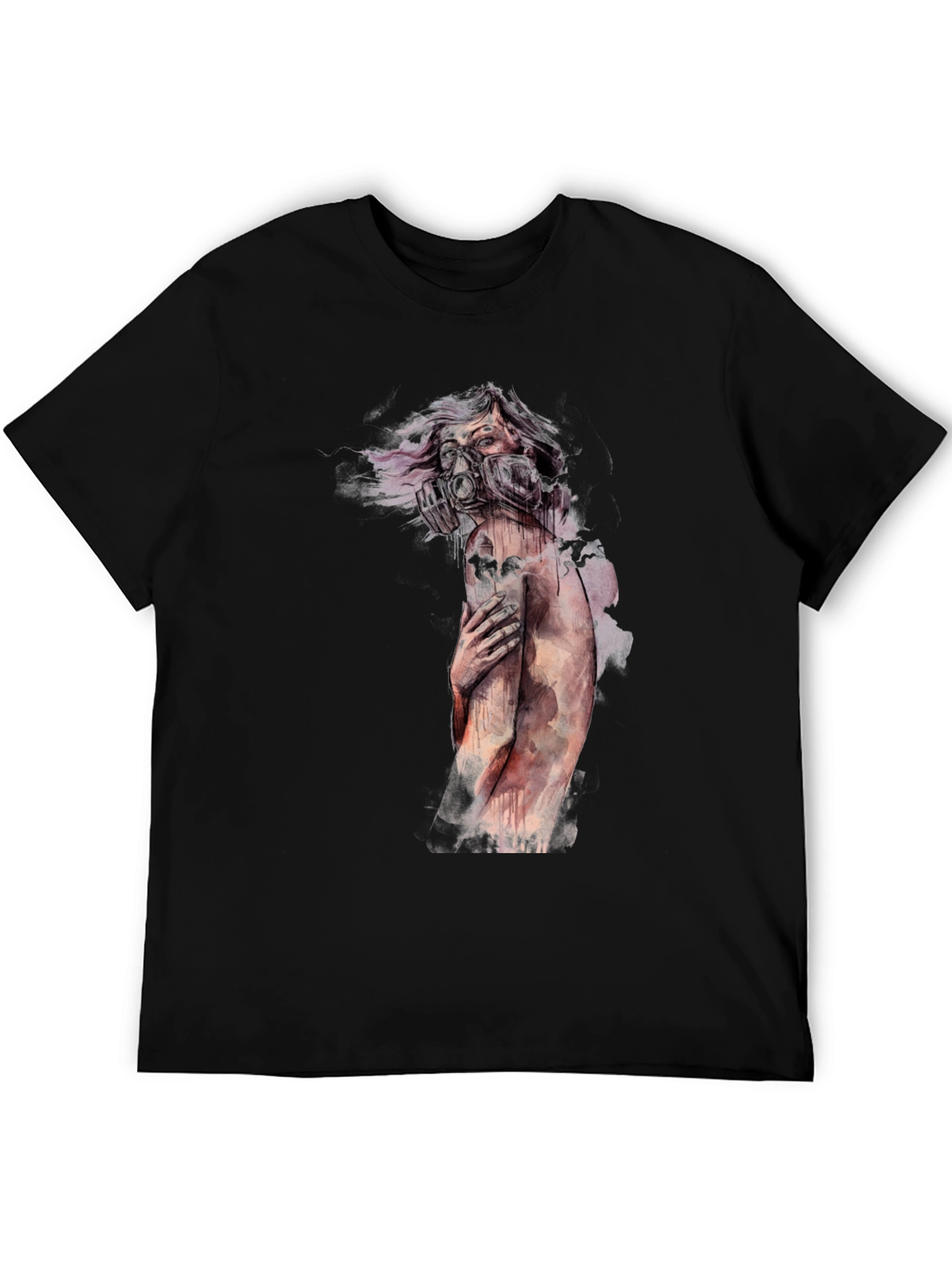 Black Unique Graphic Tee - Apocalyptic Watercolor Design view 5