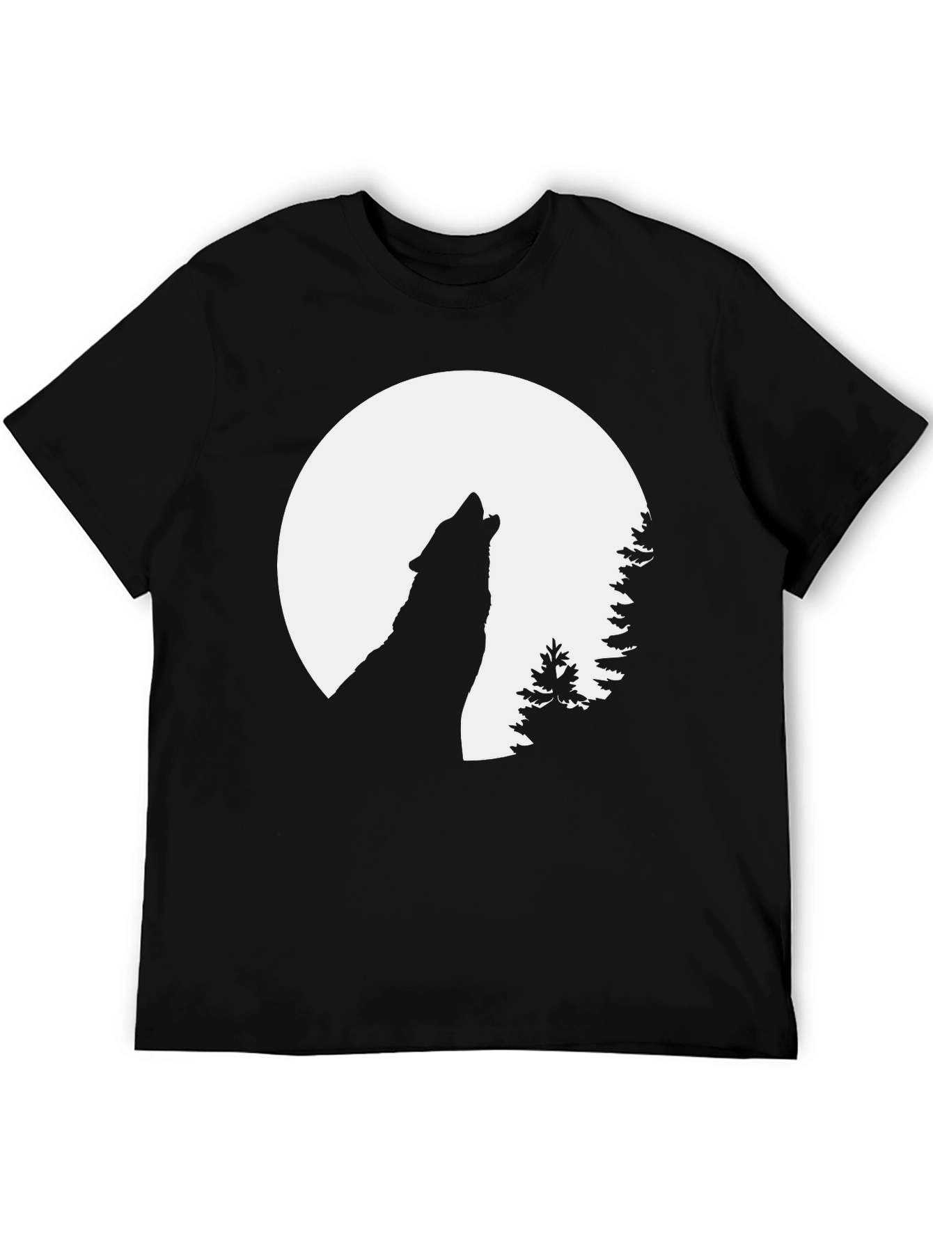 Black Wolf Howling at Moon Graphic Tee - Black view 5