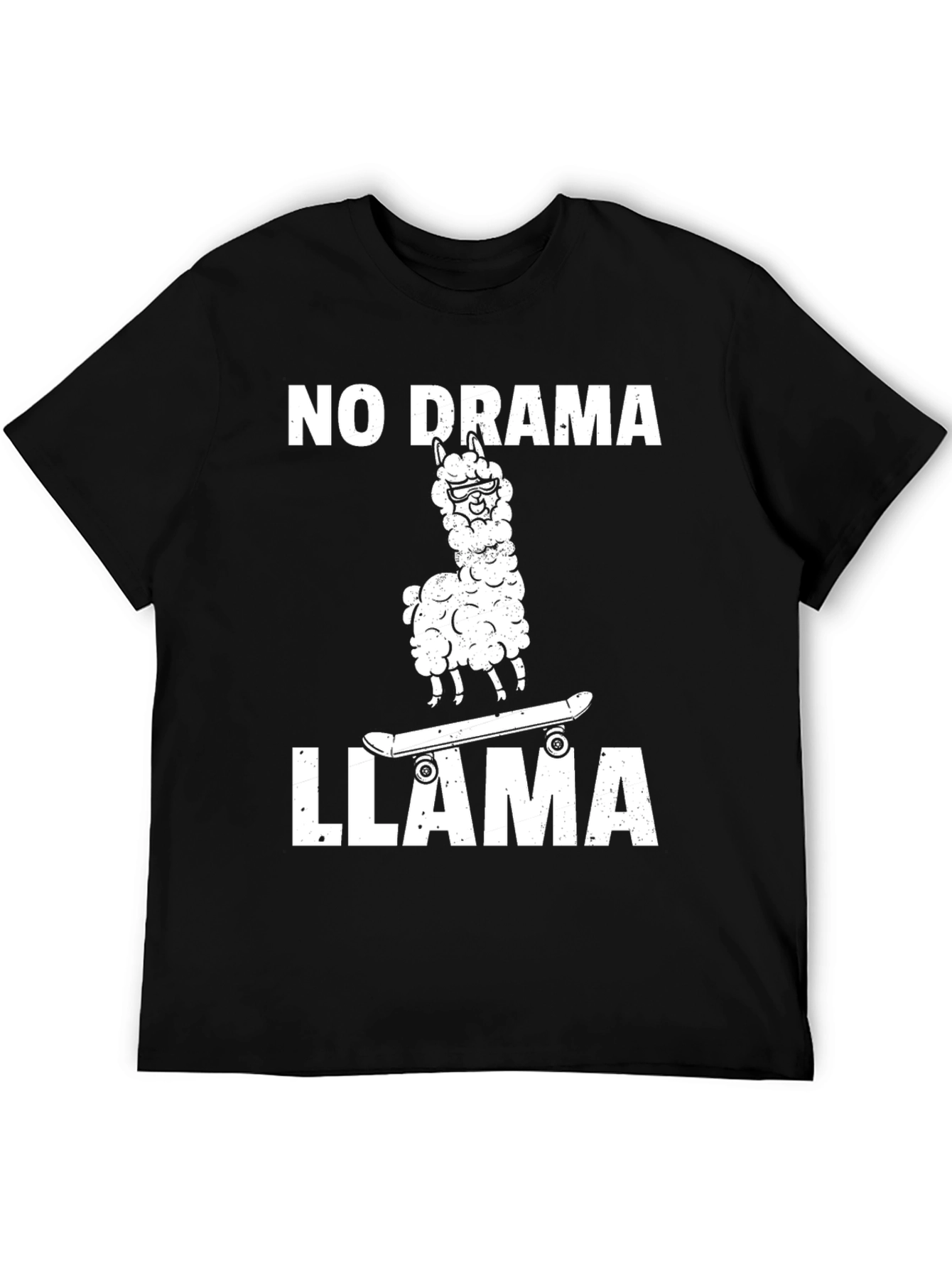 Black No Drama Llama T-Shirt - Skateboard Graphic view 5