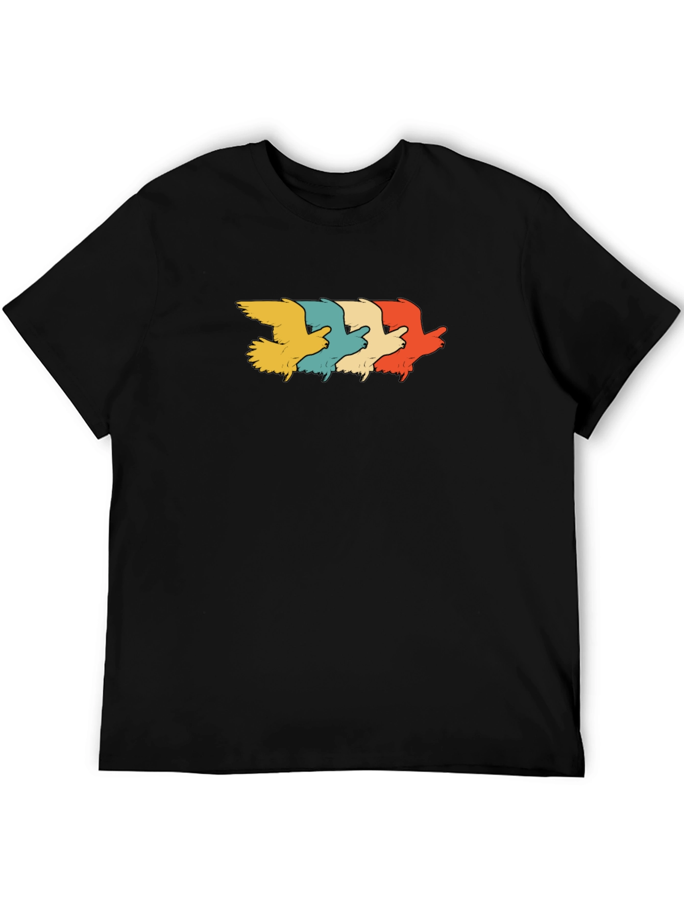 Black Retro Bird T-Shirt - Men's Short Sleeve Crew Neck Tee view 5