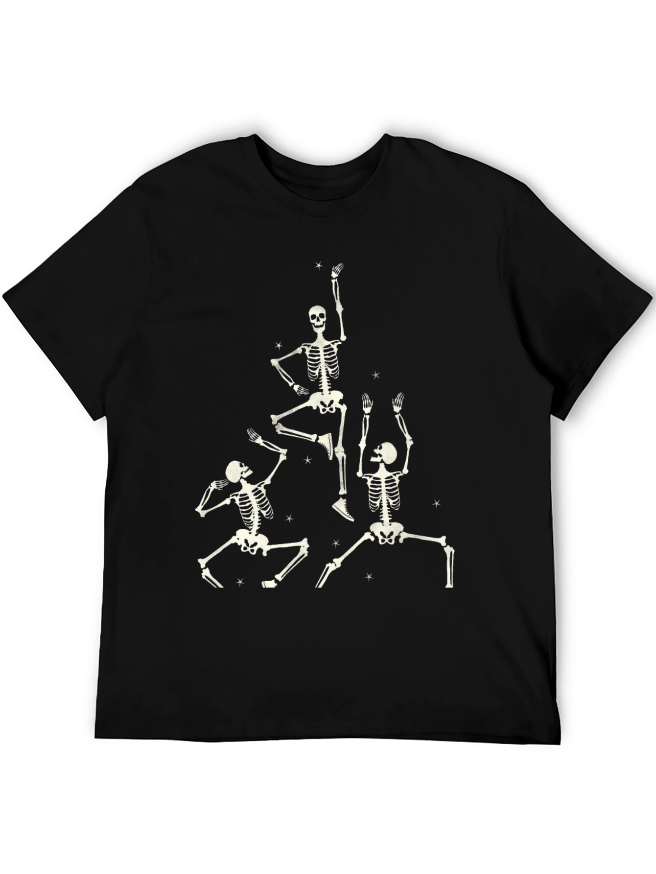 Black Dancing Skeletons Black Graphic Tee view 5