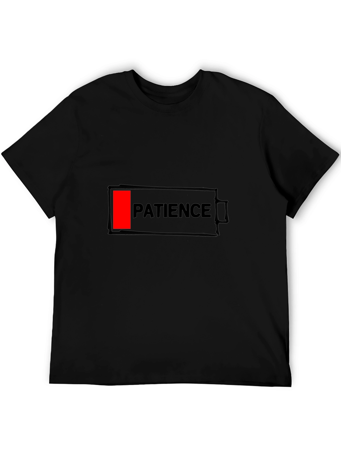 Black Patience Low Battery Black Graphic Tee for Men view 5
