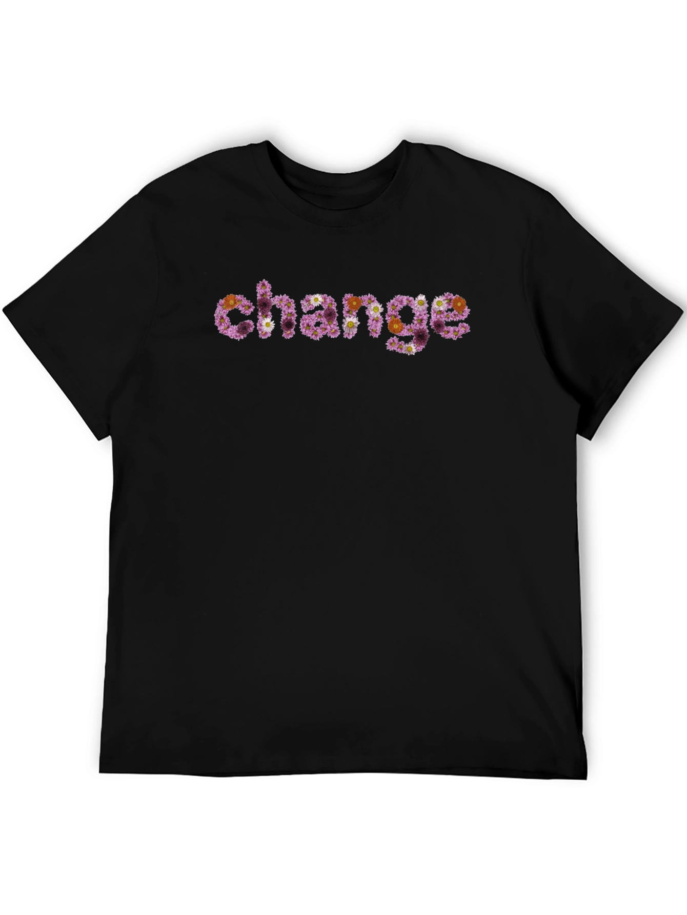 Black Floral "Change" Graphic Tee - Unique Statement Shirt view 5