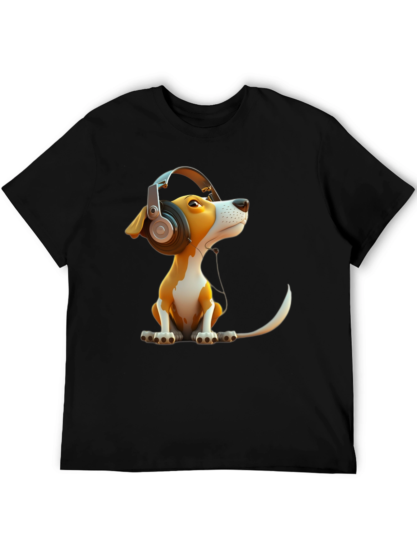 Black Dog with Headphones Graphic Tee view 5