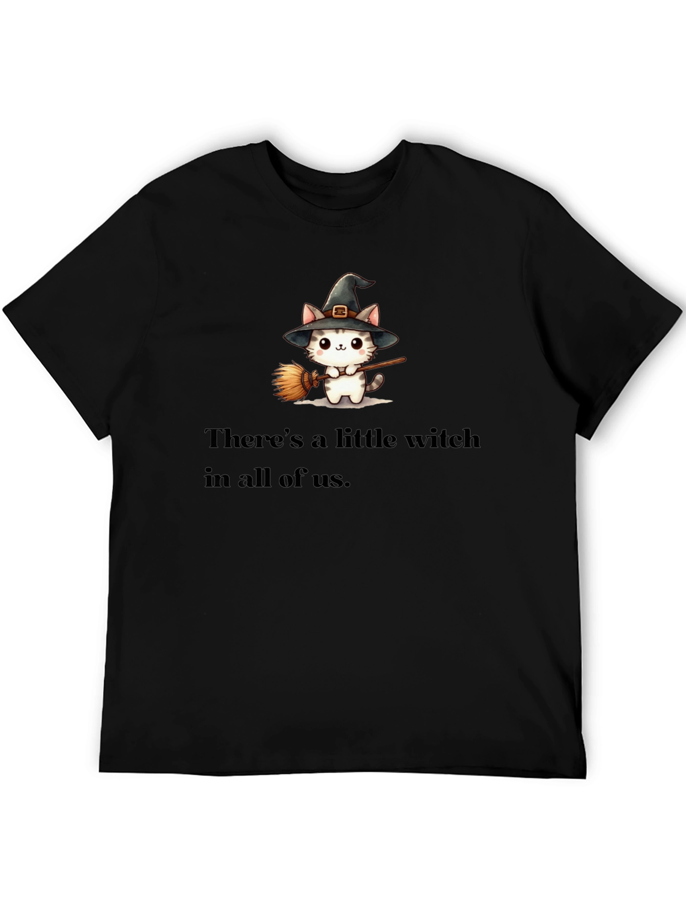 Black Witch Cat Graphic Tee - Spooky Season T-Shirt view 5