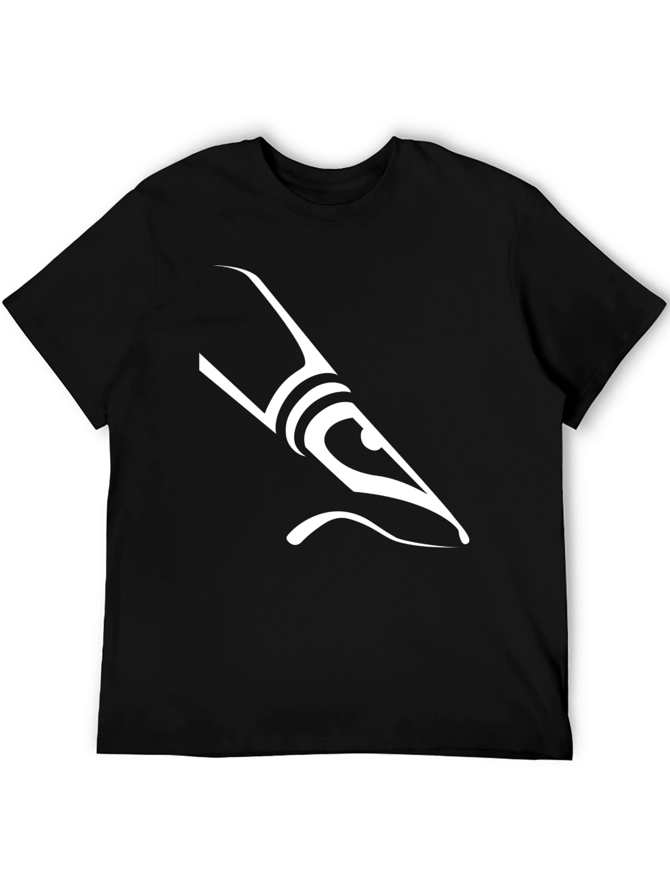 Stylish Black T-Shirt with Unique White Pen Design - 5