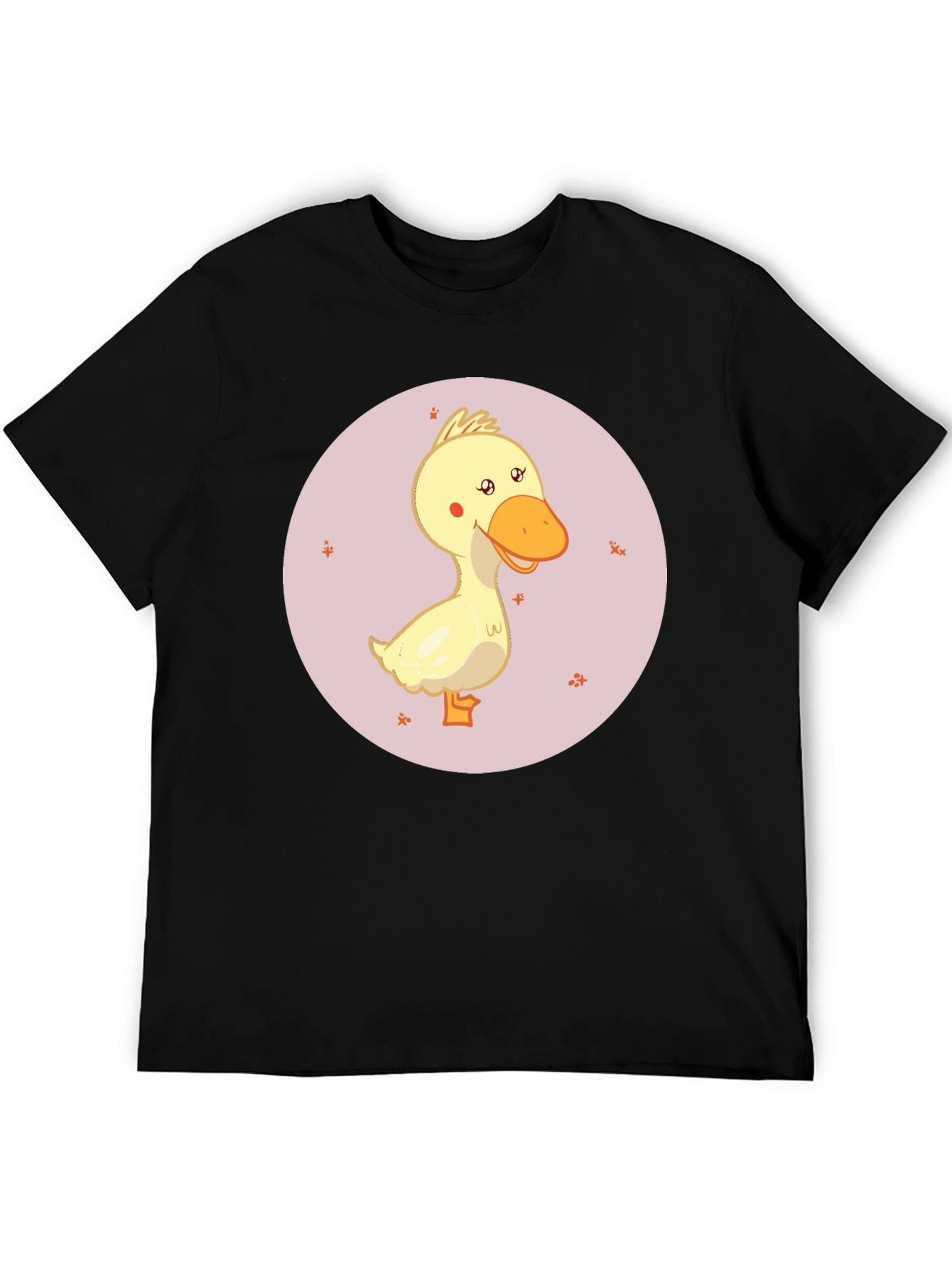 Black Cute Cartoon Duckling Graphic Black T-Shirt view 5