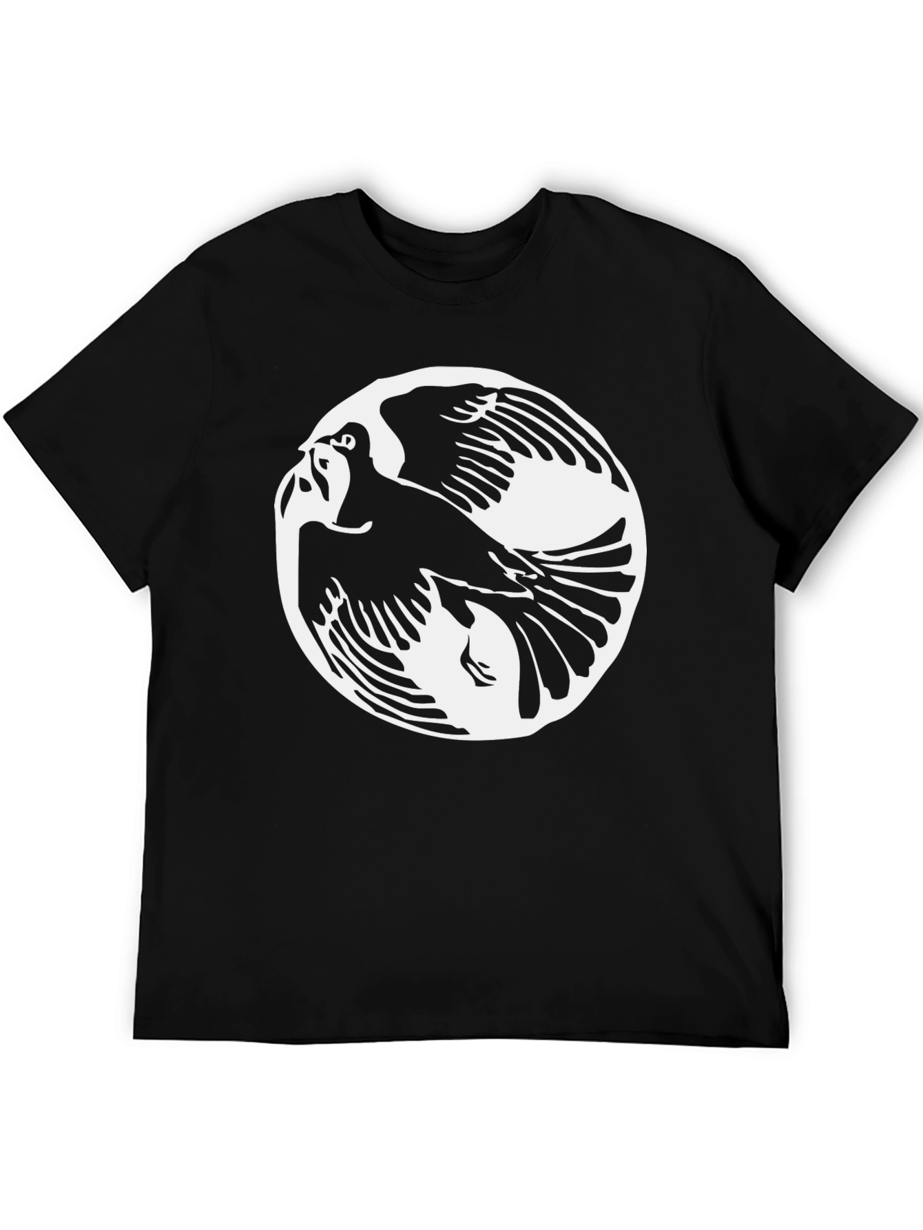 Black Yin Yang Bird Graphic Tee - Black view 5