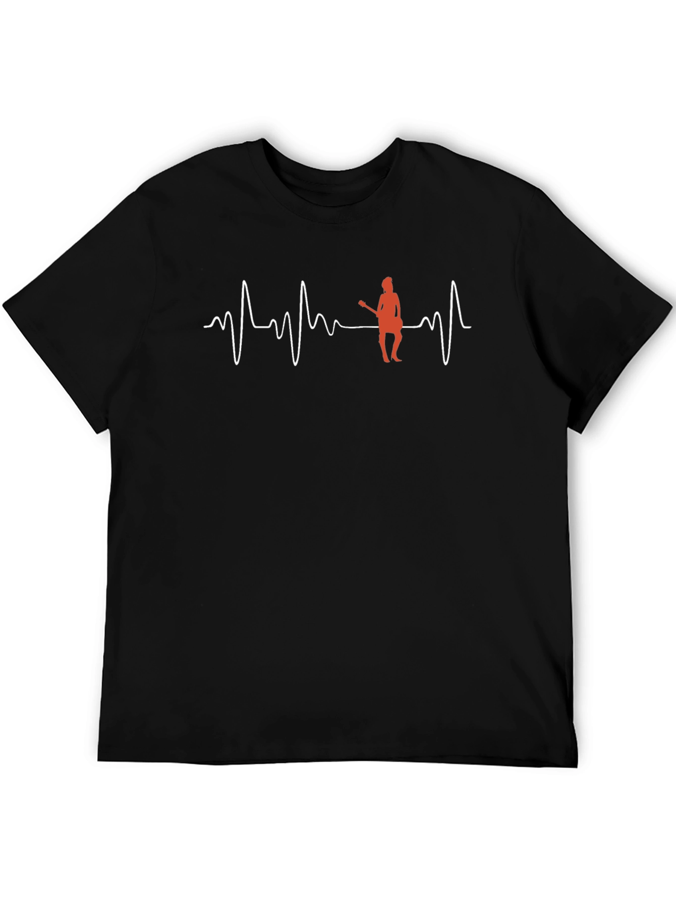 Black Guitar Heartbeat T-Shirt view 5
