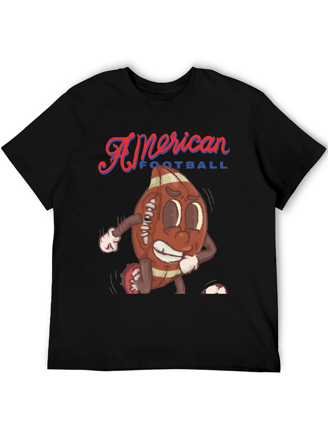 Black American Football Cartoon Tee view 5
