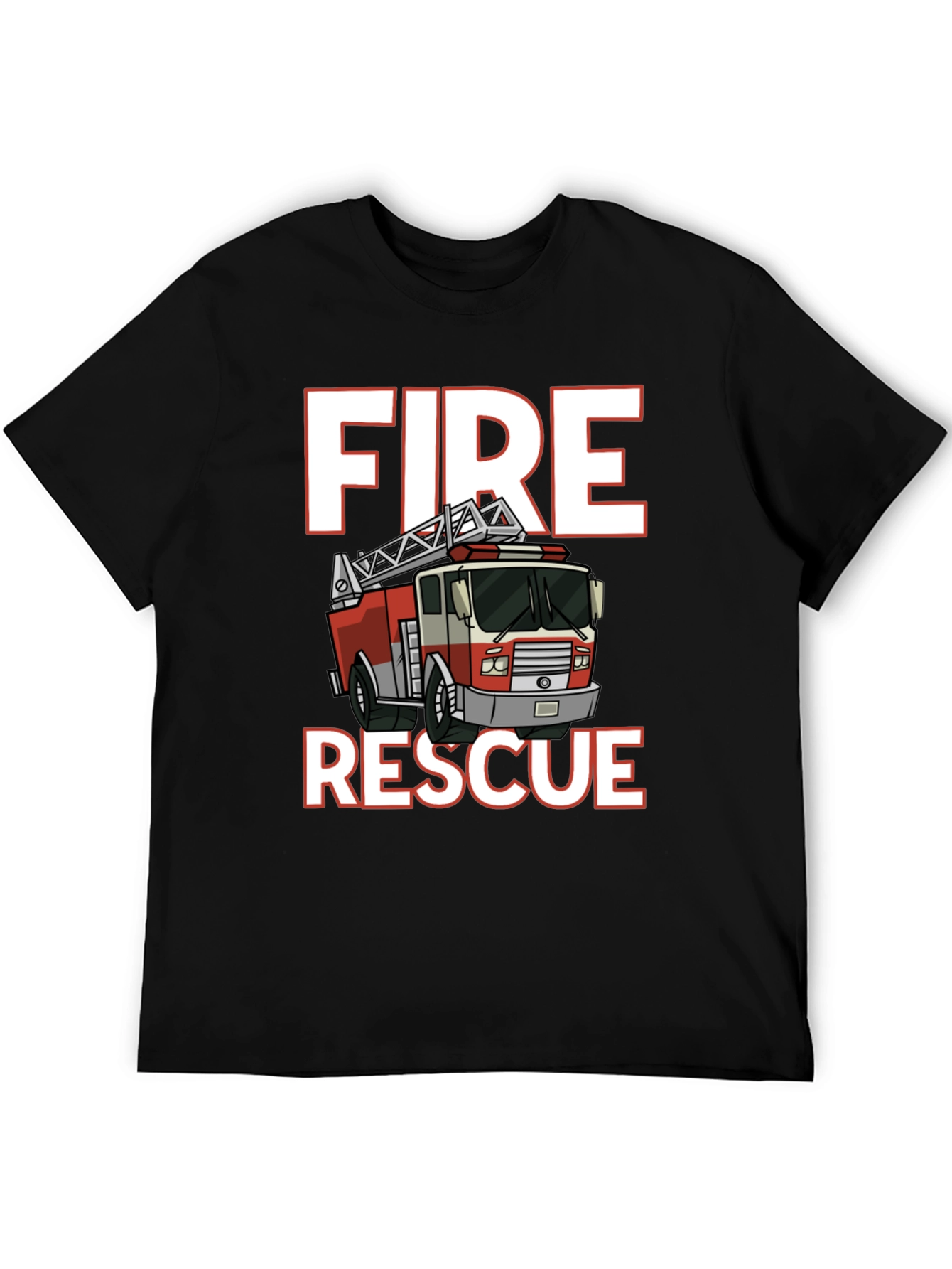 Black Fire Rescue T-Shirt - Black Cotton Tee view 5