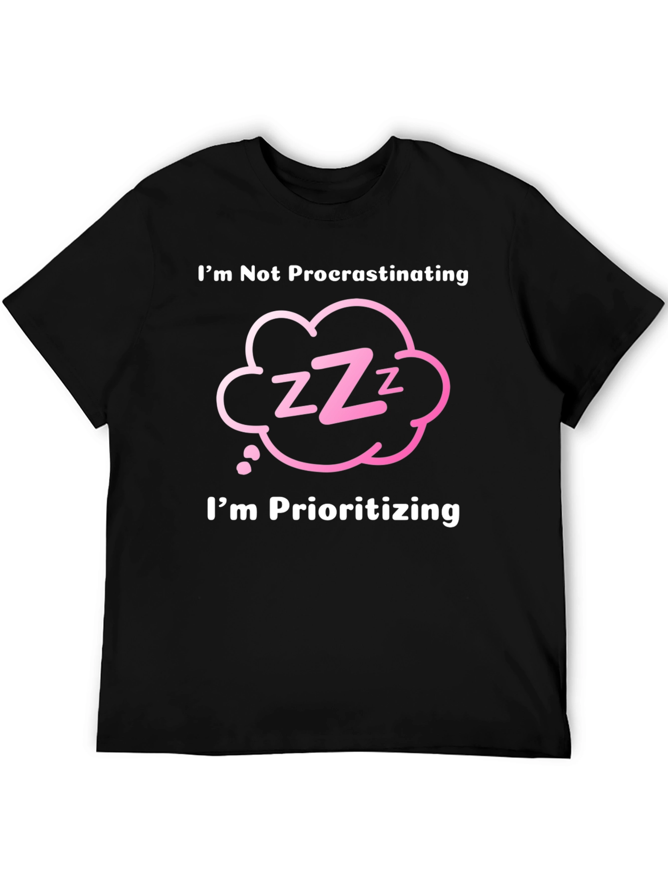 Black Funny "I'm Not Procrastinating" Graphic T-Shirt view 5