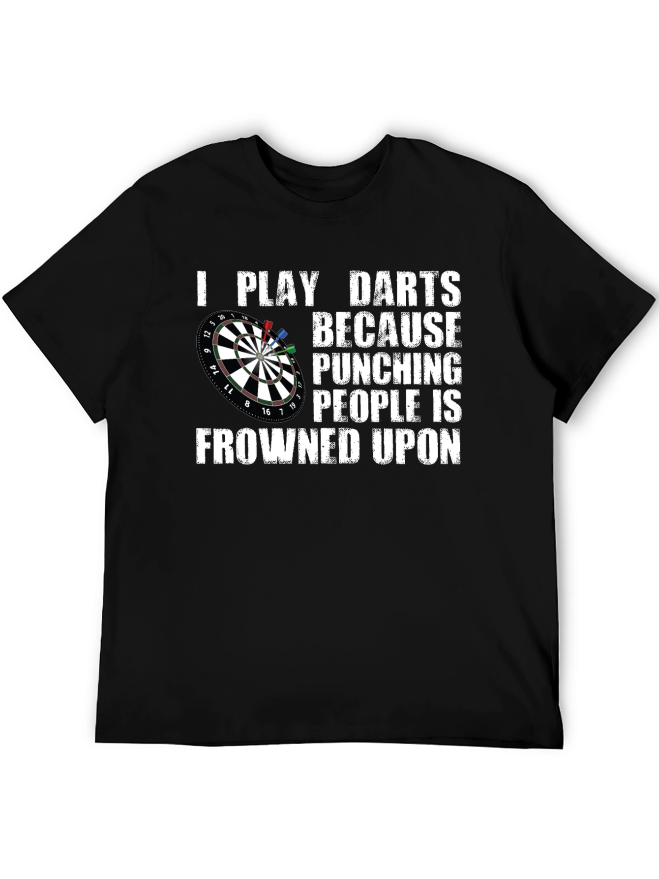 Black Funny Darts T-Shirt - Punching People is Frowned Upon view 5