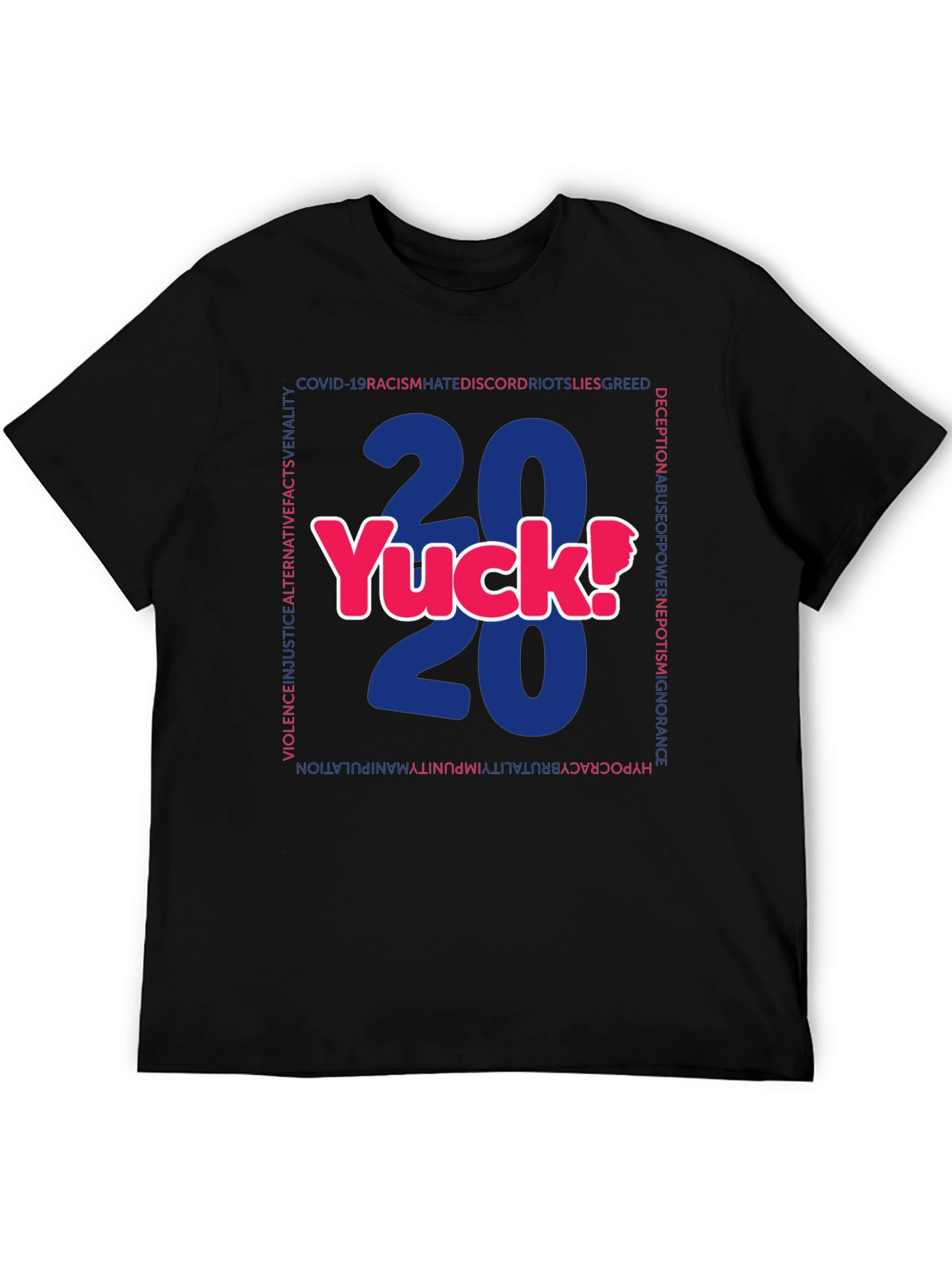 Black 2020 Yuck! Graphic Print Crew Neck T-Shirt view 5