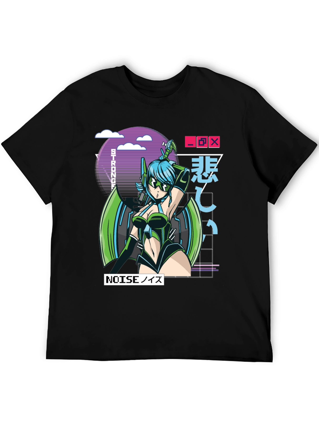 Black Anime Girl Graphic T-Shirt - Black Cotton Tee view 5