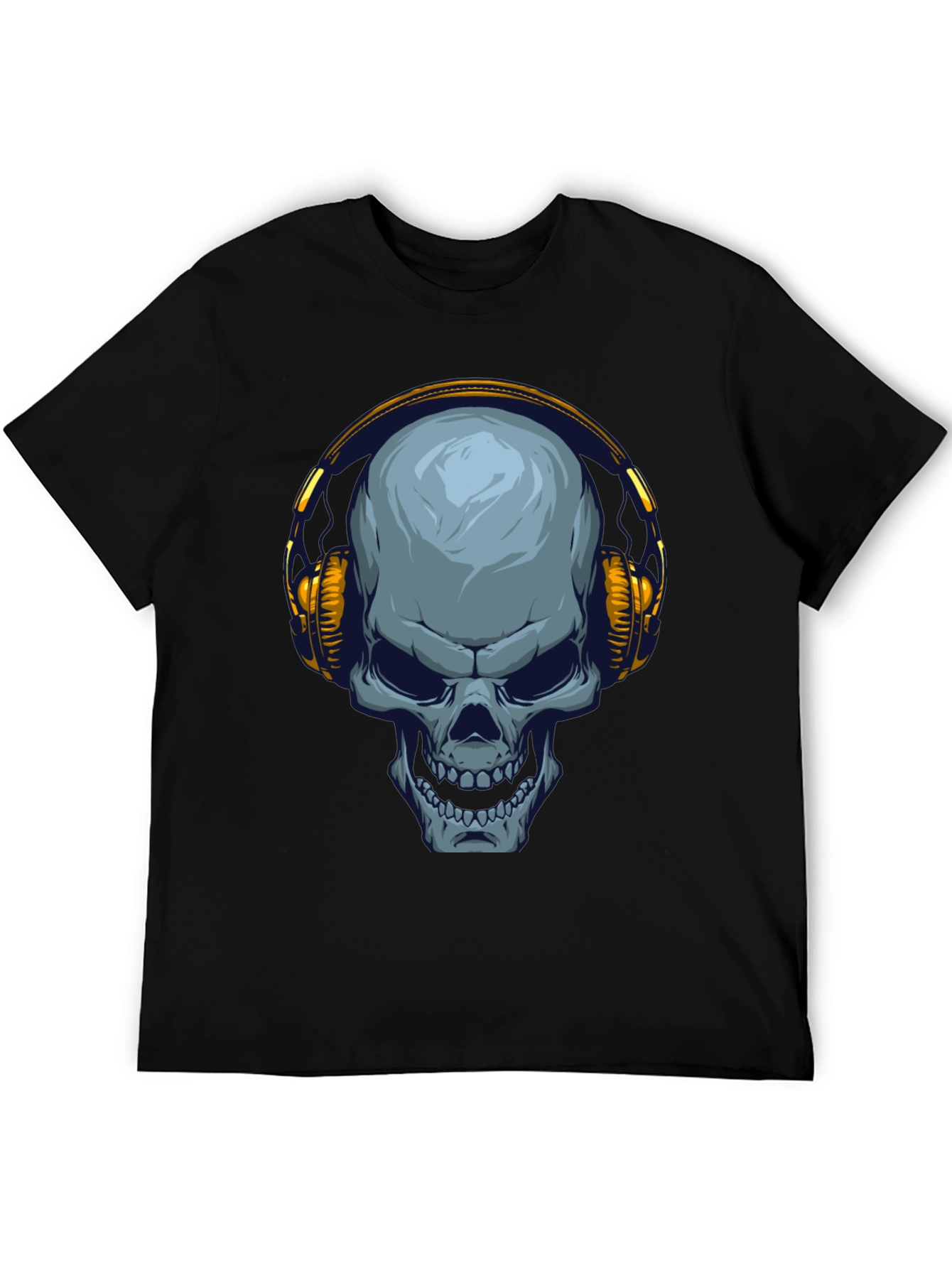 Black Skull with Headphones Graphic T-Shirt view 5