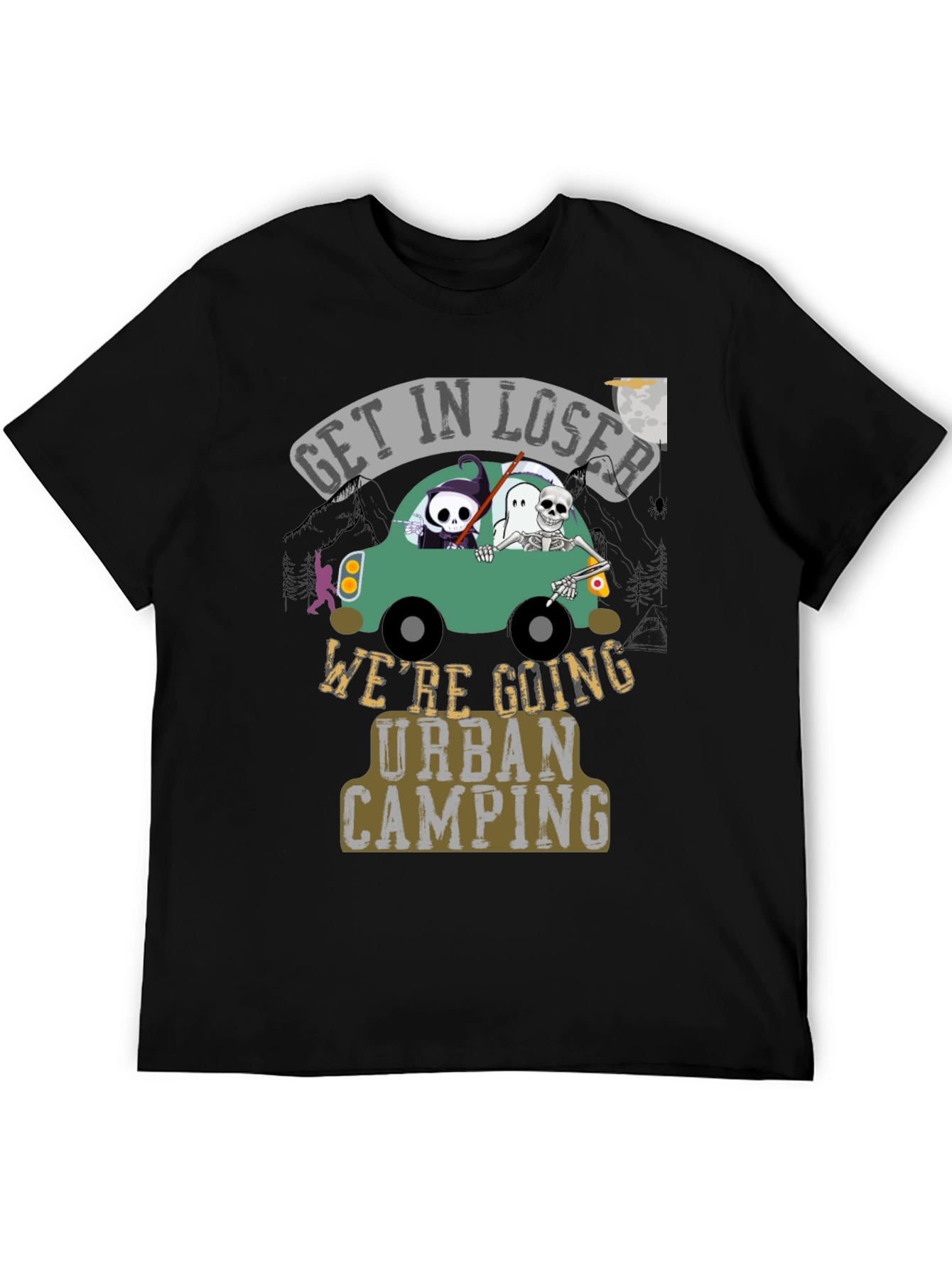 Black Urban Camping Graphic T-Shirt view 5