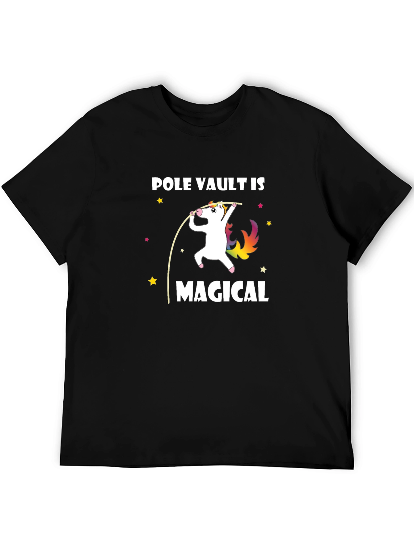 Black Pole Vault is Magical Unicorn Graphic Tee view 5